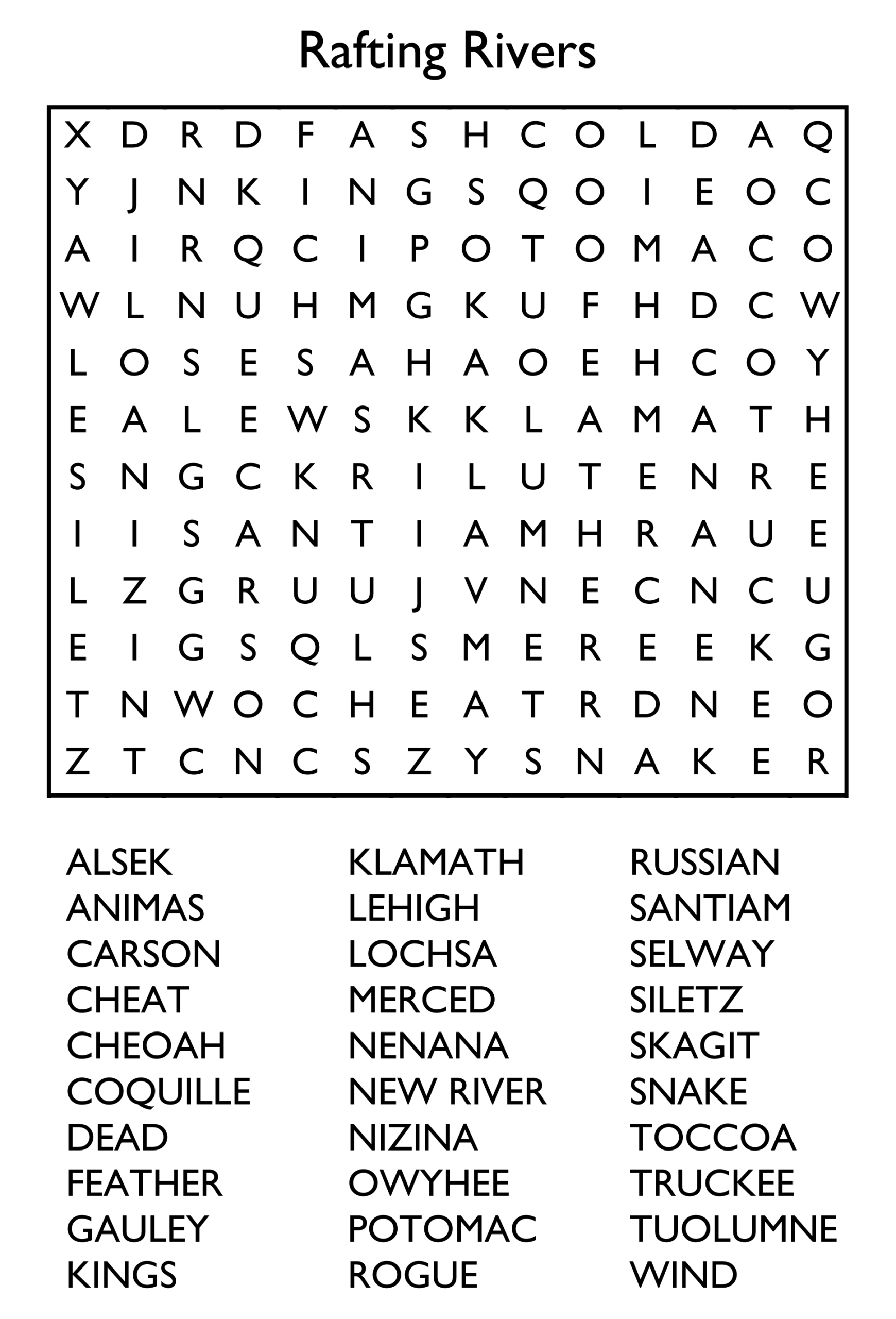 10 free printable word search puzzles