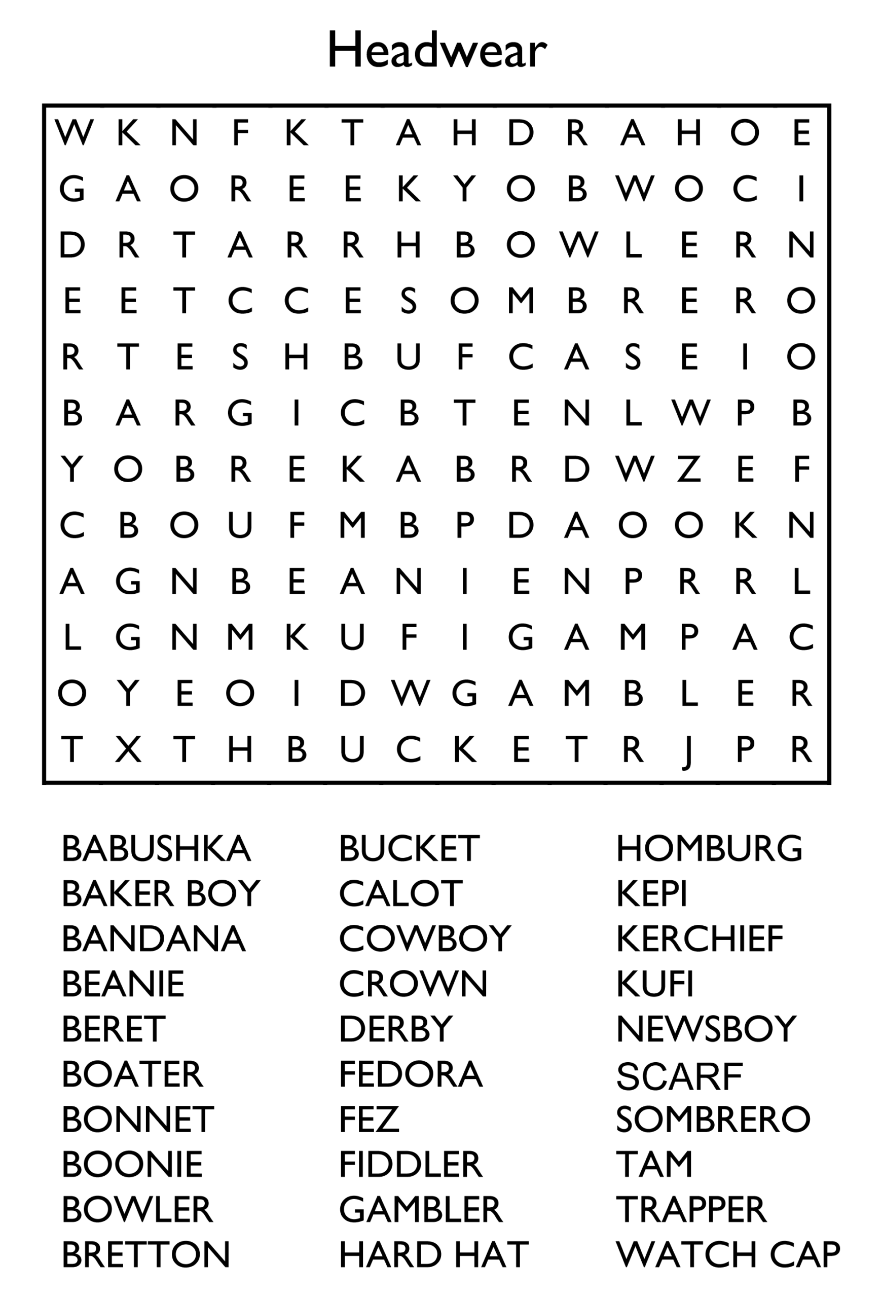 10 free printable word search puzzles