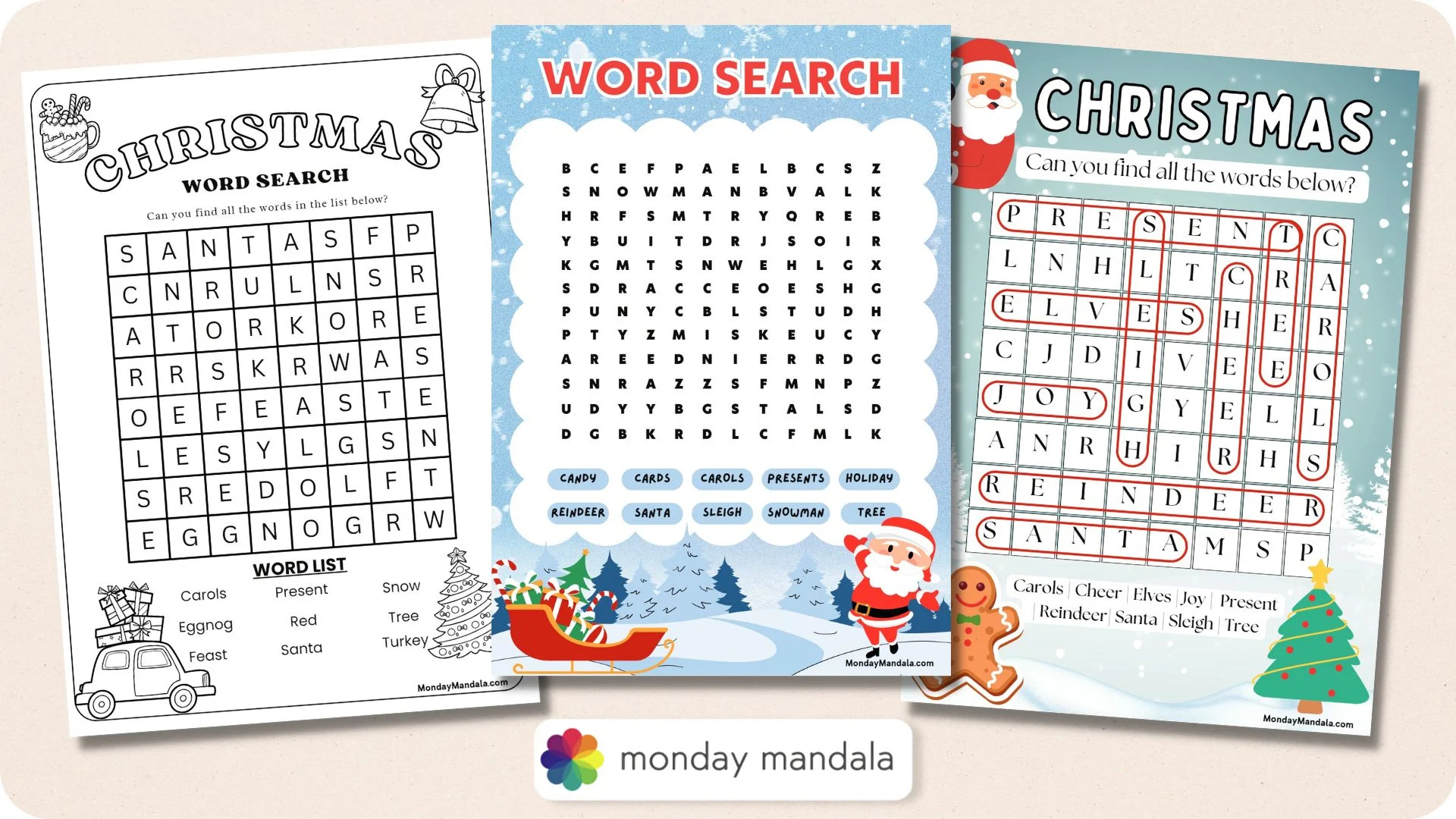 Word Search Christmas Free Printable
