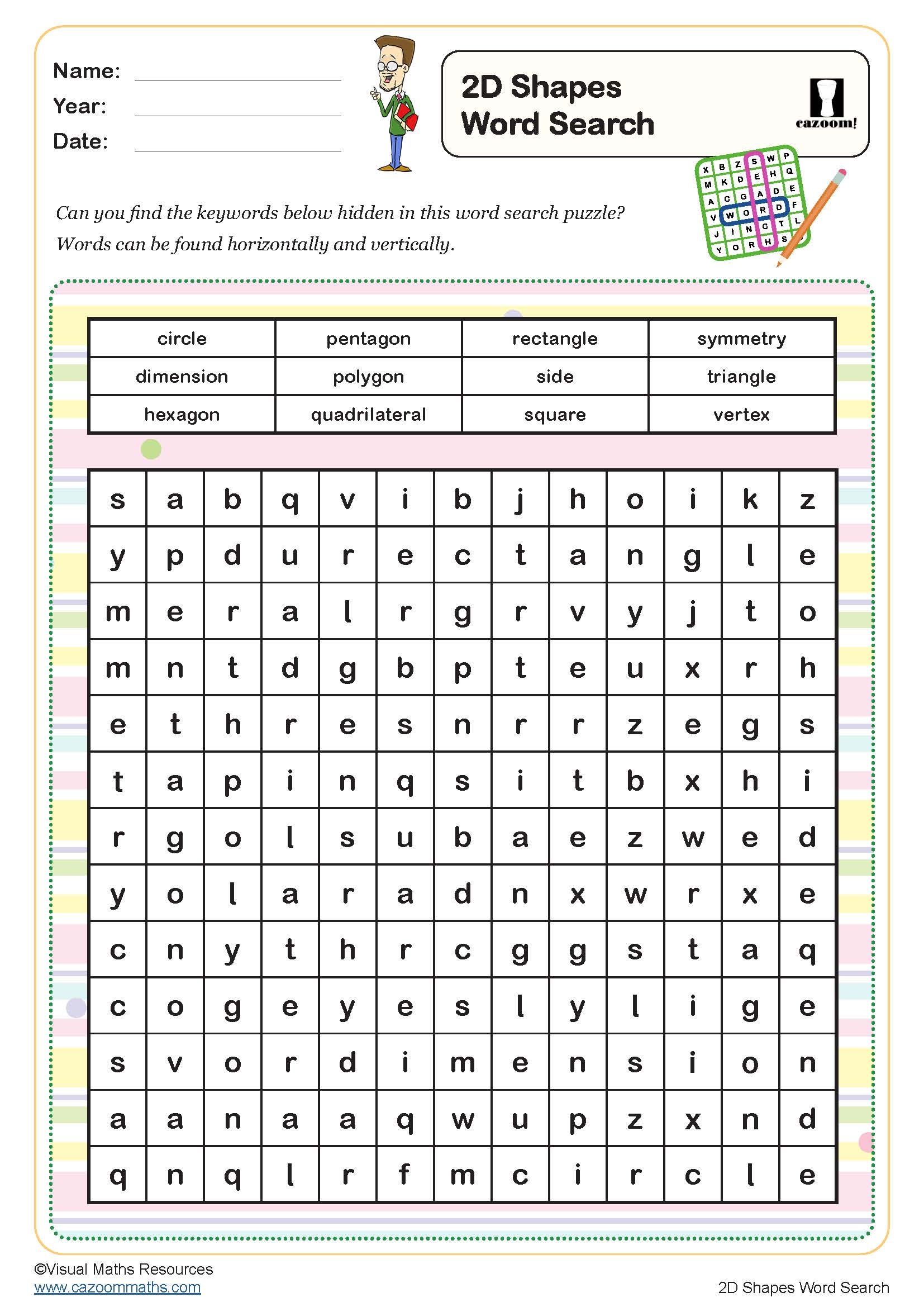 2D Shapes Word Search Puzzle FREE Teaching Resources 2D Shapes Word Search Puzzle FREE Teaching Resources