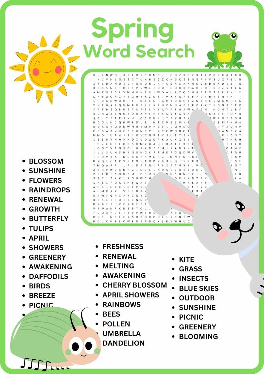 Spring Word Search Printable Difficult