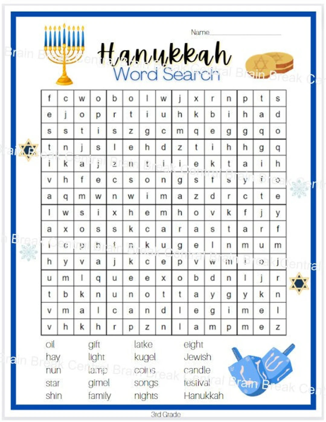 3rd Grade Hanukkah Word Search With Answer Key Printable Etsy 3rd Grade Hanukkah Word Search With Answer Key Printable Etsy