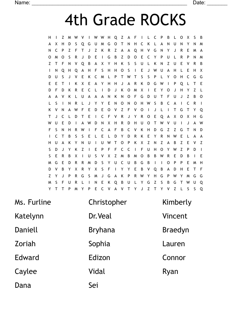 4th grade rocks word search wordmint worksheets library