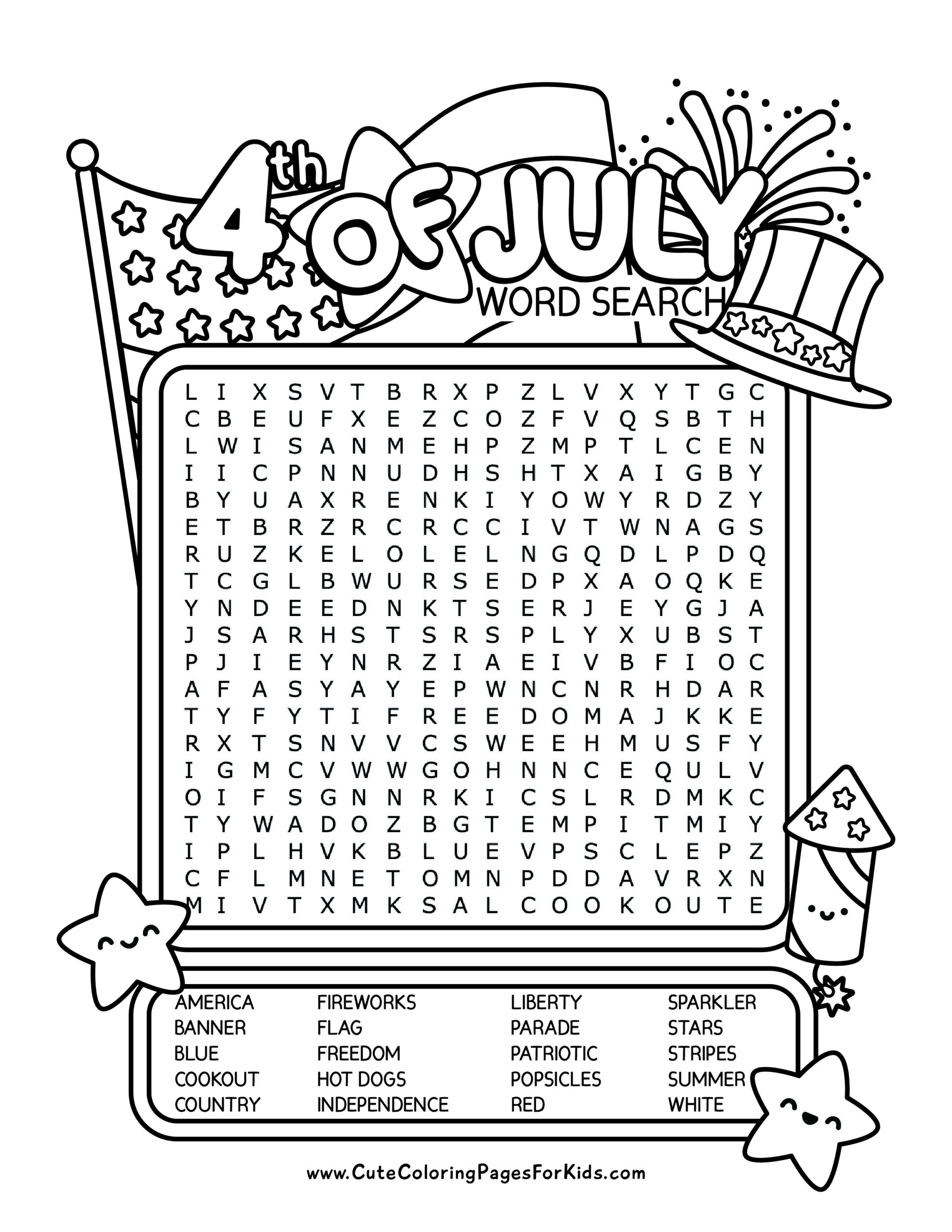 Fourth Of July Word Search Printable Free Fourth Of July Word Search Printable Free