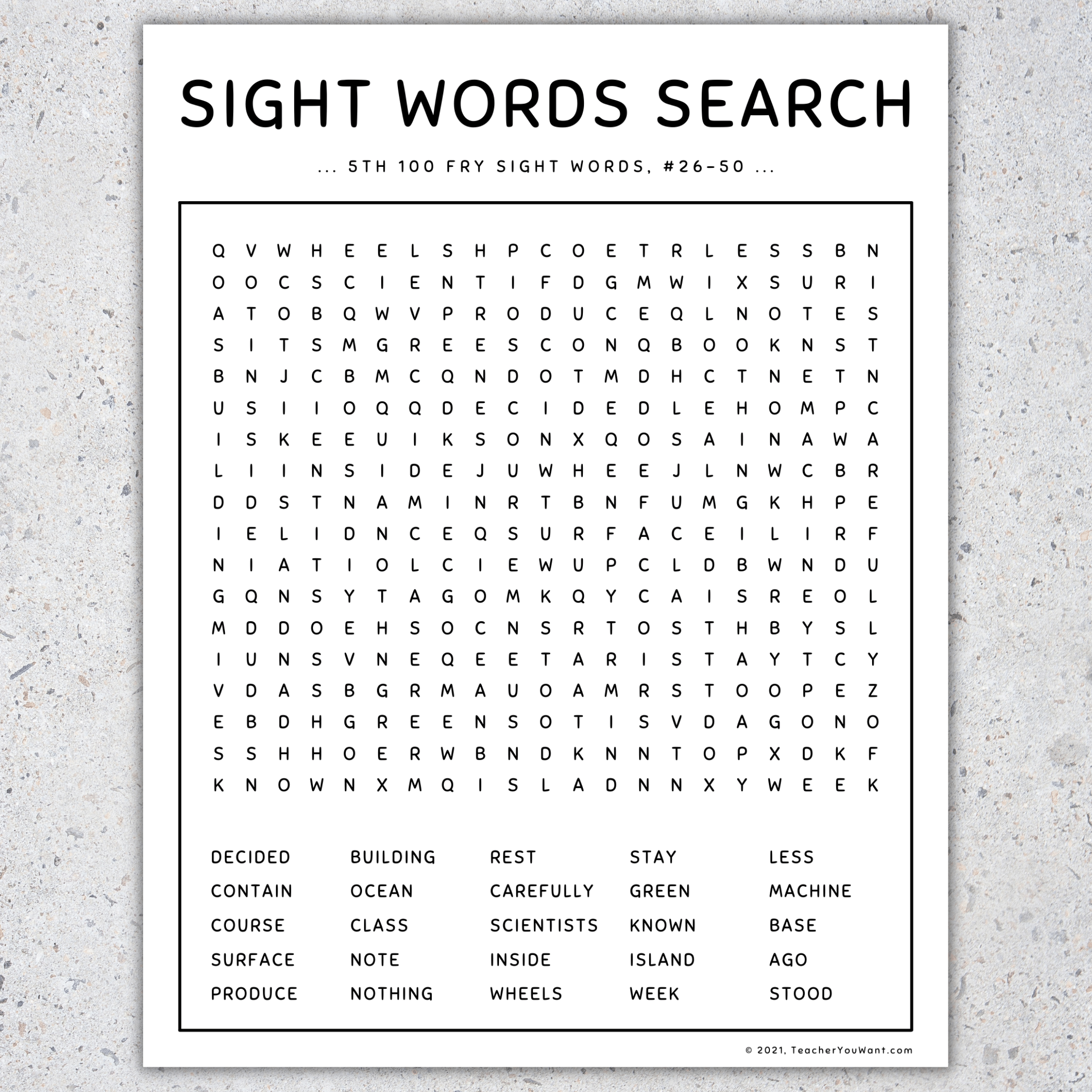 Word Search 100 Words Printable