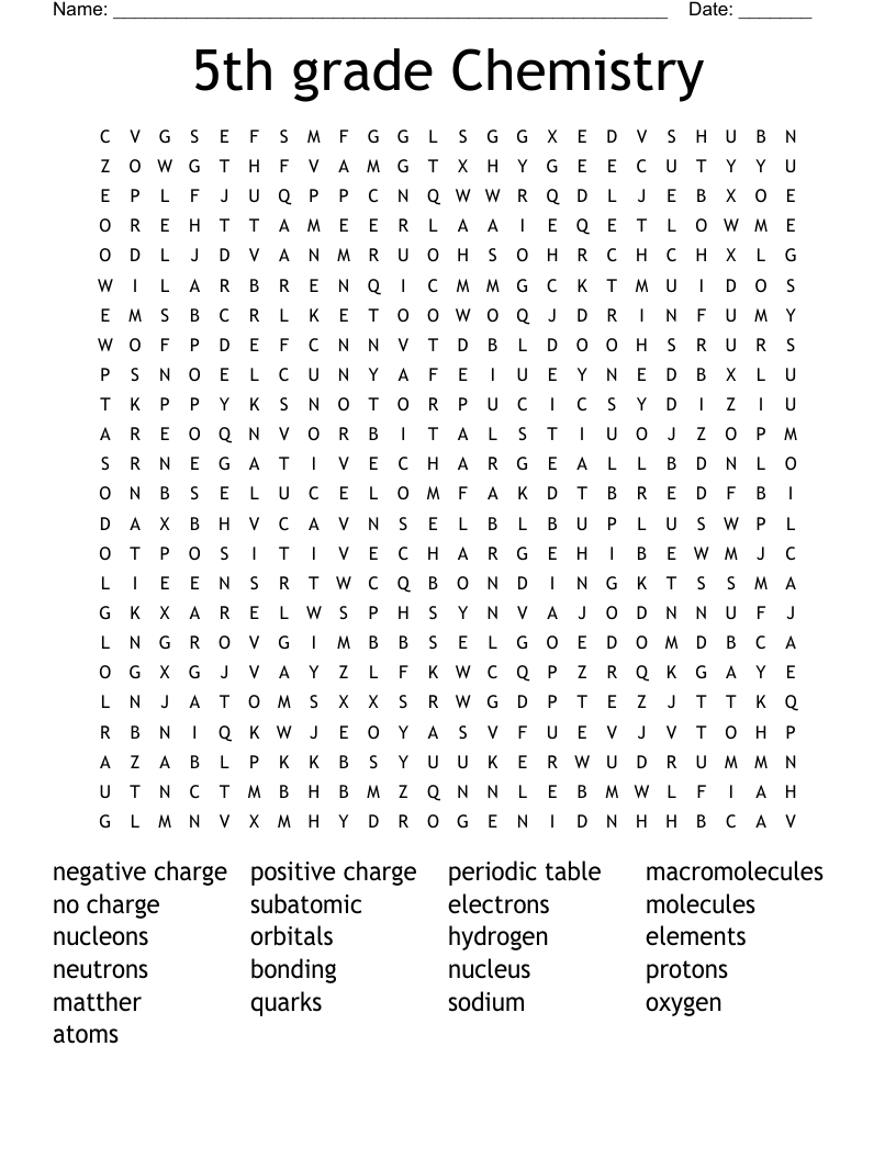 Word Search For Fifth Graders