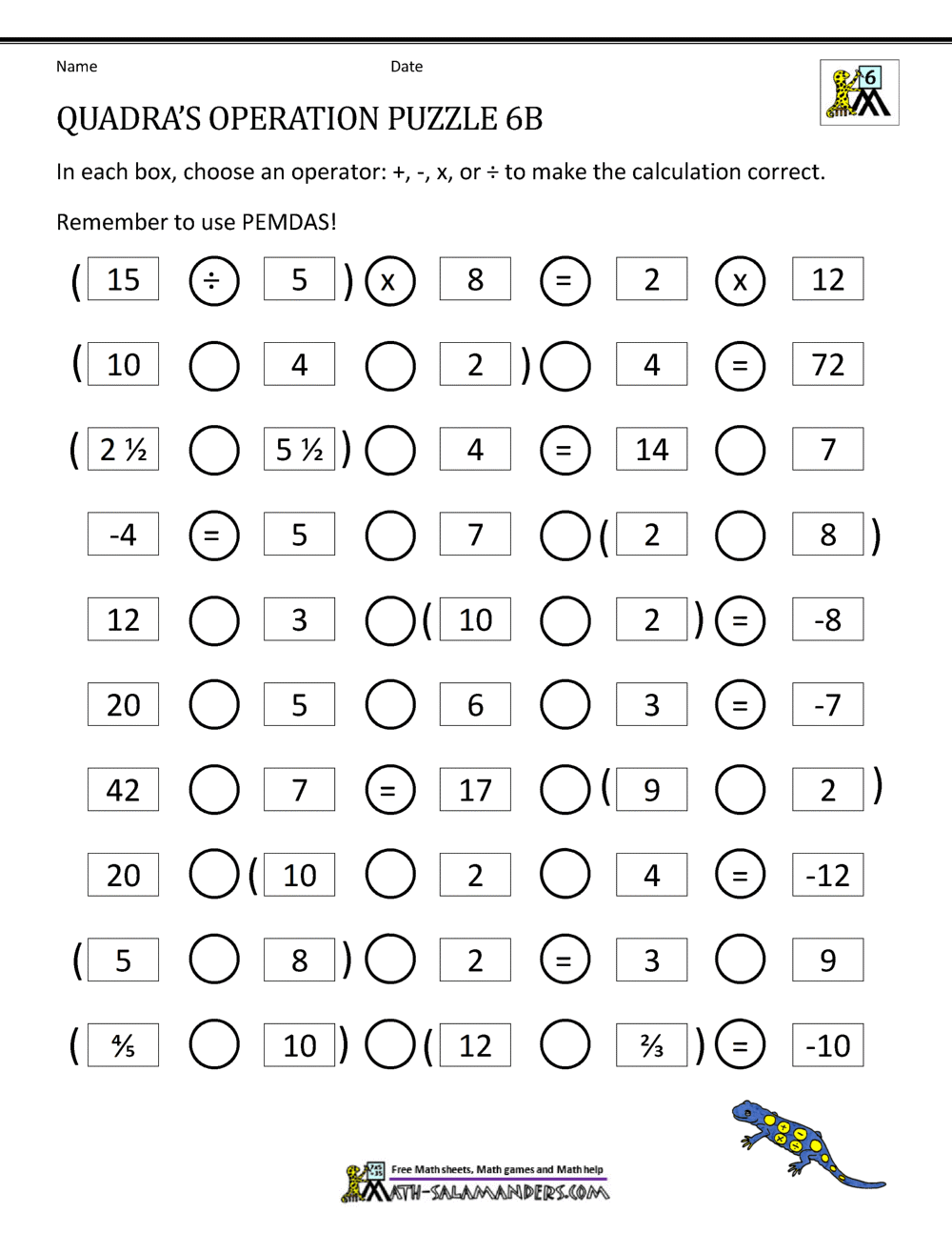 6th Grade Math Word Search Printable