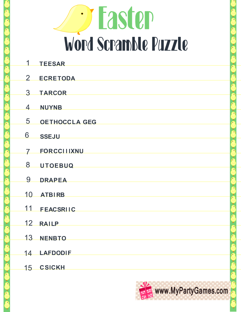 8 Free Printable Easter Word Scramble Puzzles 8 Free Printable Easter Word Scramble Puzzles