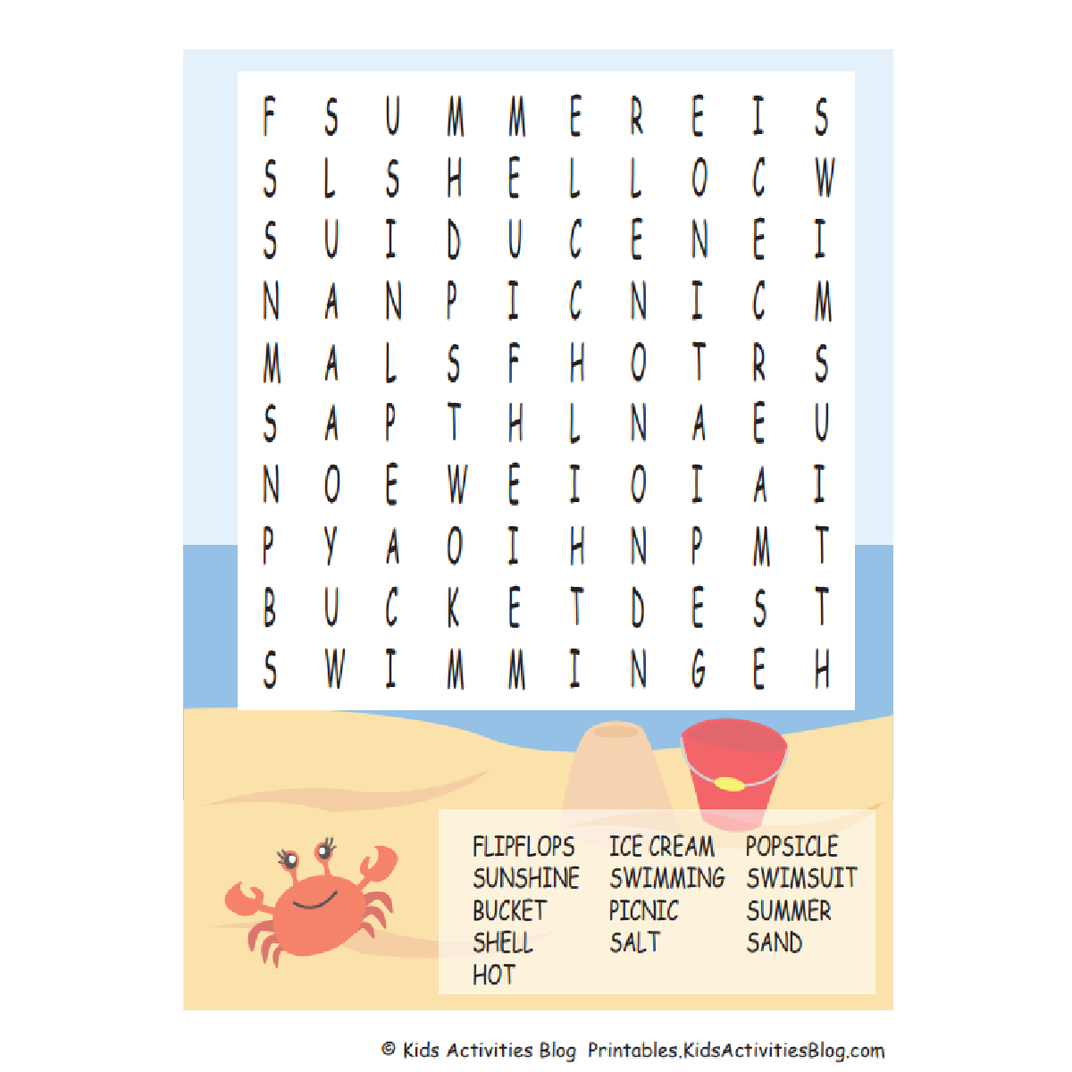 Word Search For 6 Year Olds Printable