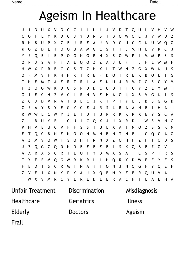 Ageism In Healthcare Word Search WordMint