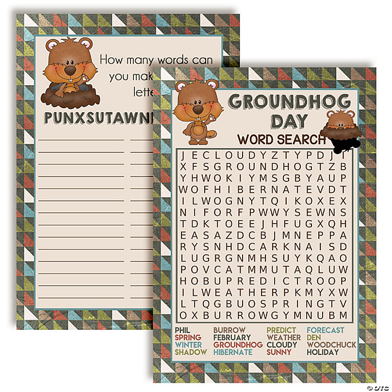 AmandaCreation Groundhog Day Word Search 10pc Oriental Trading