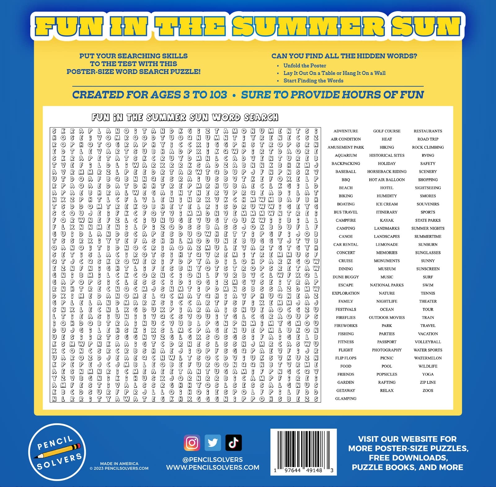 Amazon Poster Size Word Search Fun In The Summer Sun 100 Words To Find On This Giant Word Search Puzzle Toys Games