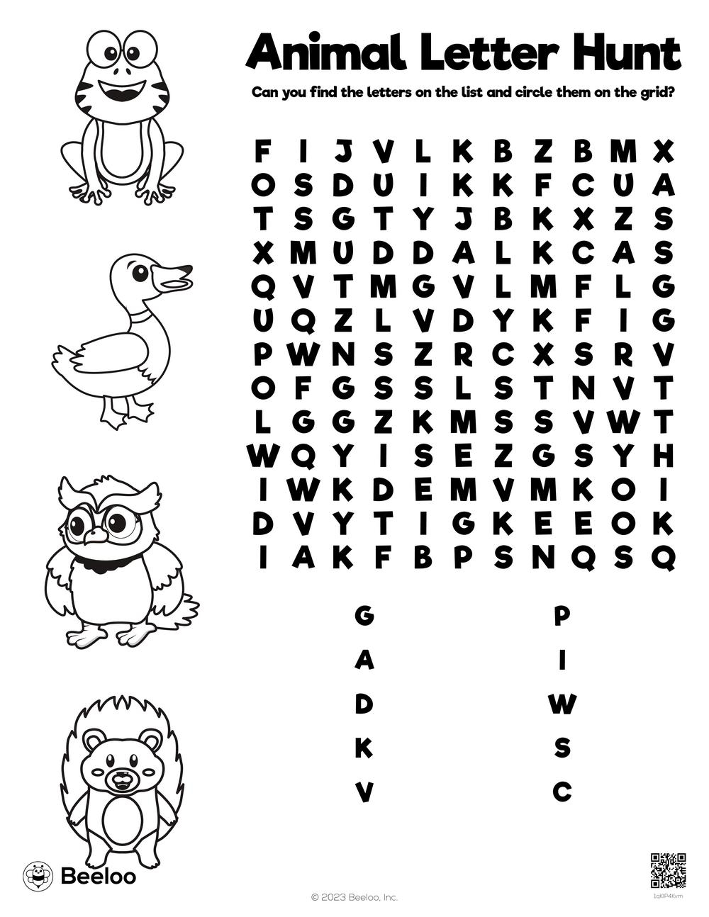 Animal themed Word Searches Beeloo Printable Crafts And Activities For Kids