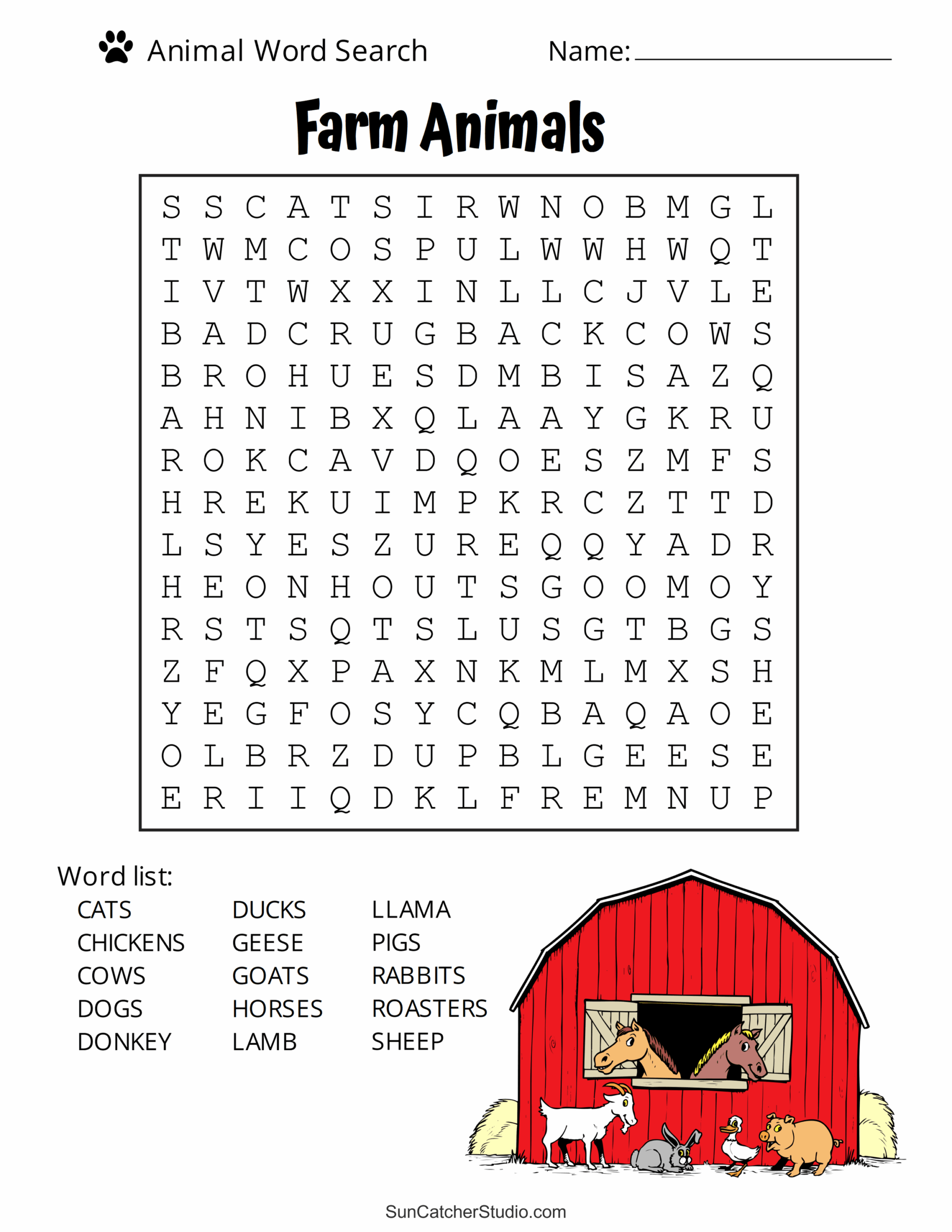 Animal Word Search Free Printable Dog Pet Dinosaur Puzzles Worksheets Library