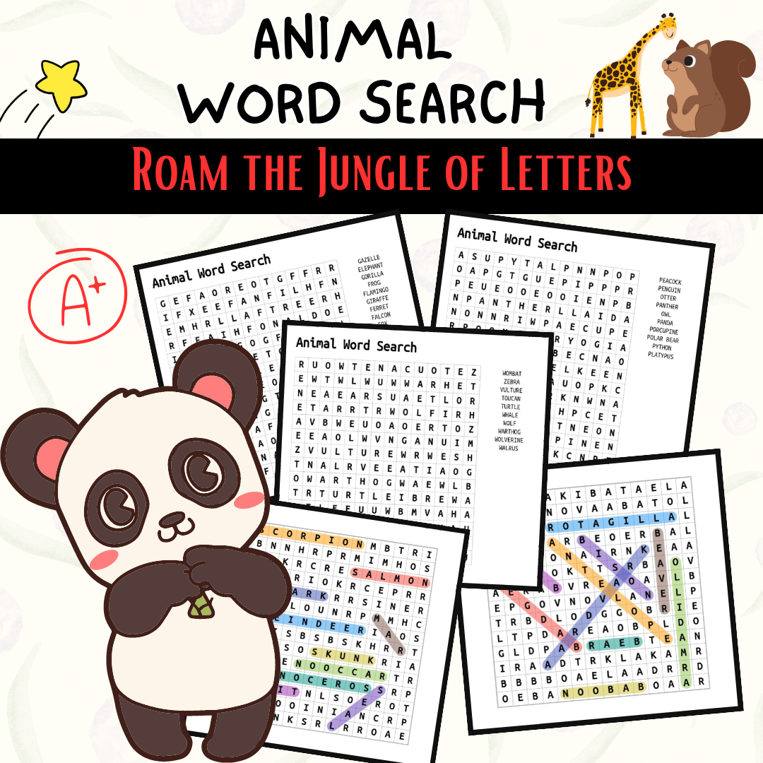 Printable Animal Word Search Puzzles
