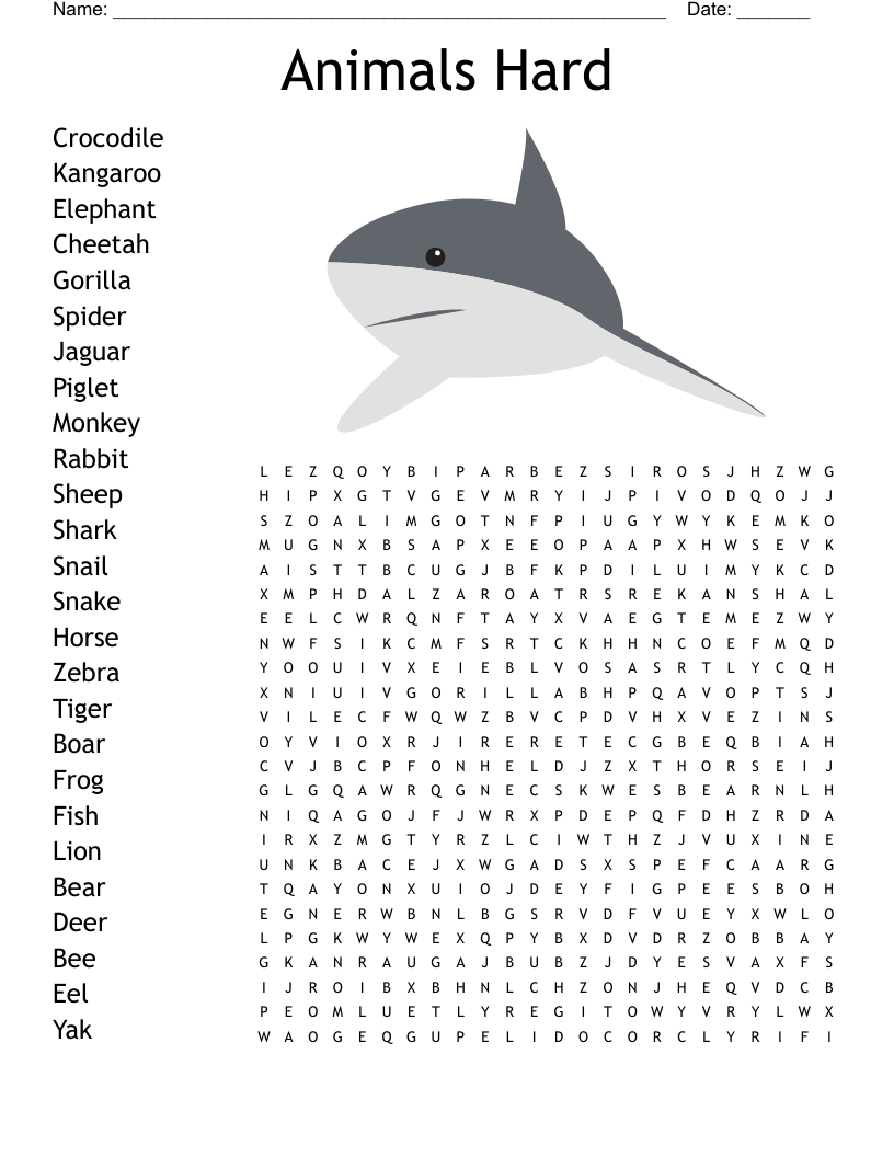Word Searches Printable Hard