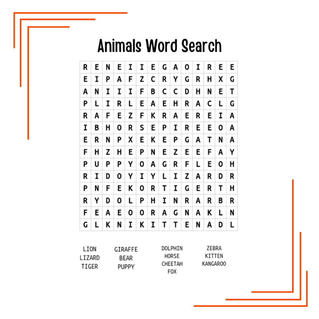 Animal Word Searches Printable Animal Word Searches Printable