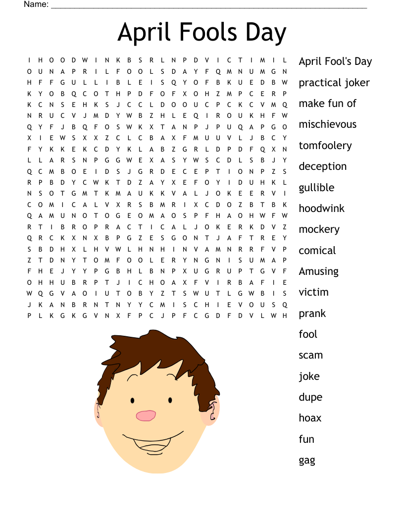 April Fools Day Word Search WordMint
