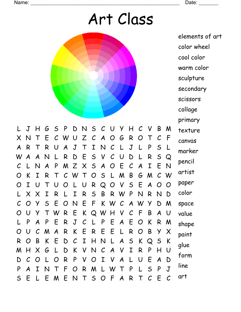 Free Printable Art Word Search Free Printable Art Word Search