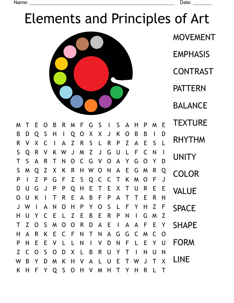 Art Word Search Printable