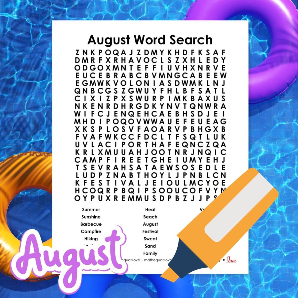 Word Search Large Print August