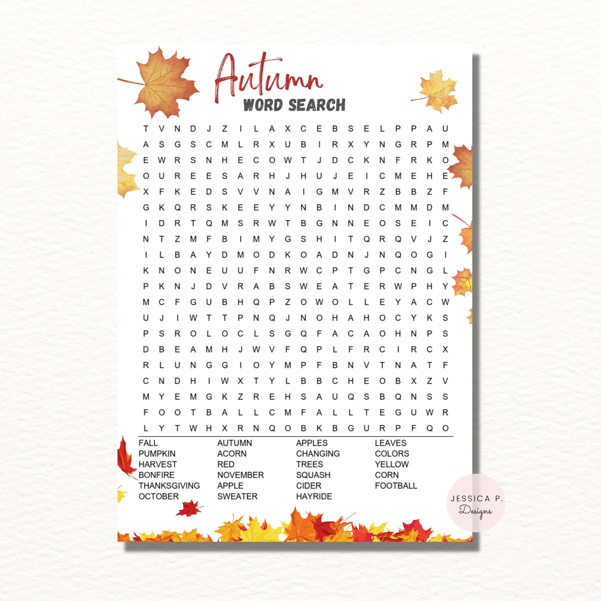 Free Autumn Word Search Printable