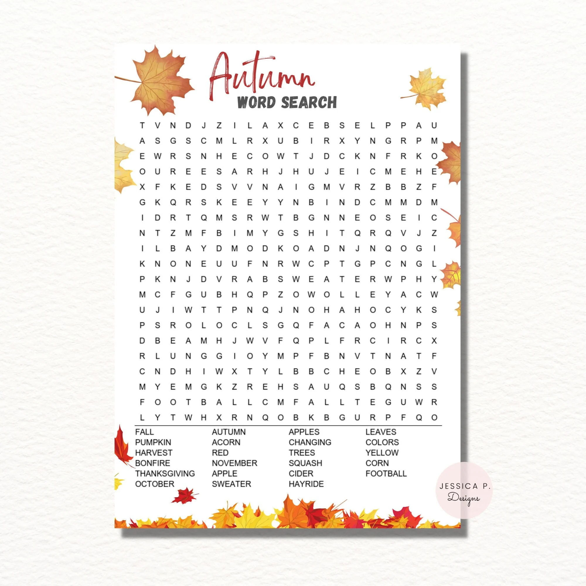Autumn Fall WORD SEARCH Printable Game Games For Kids Instant Download Printable Autumn Games Etsy