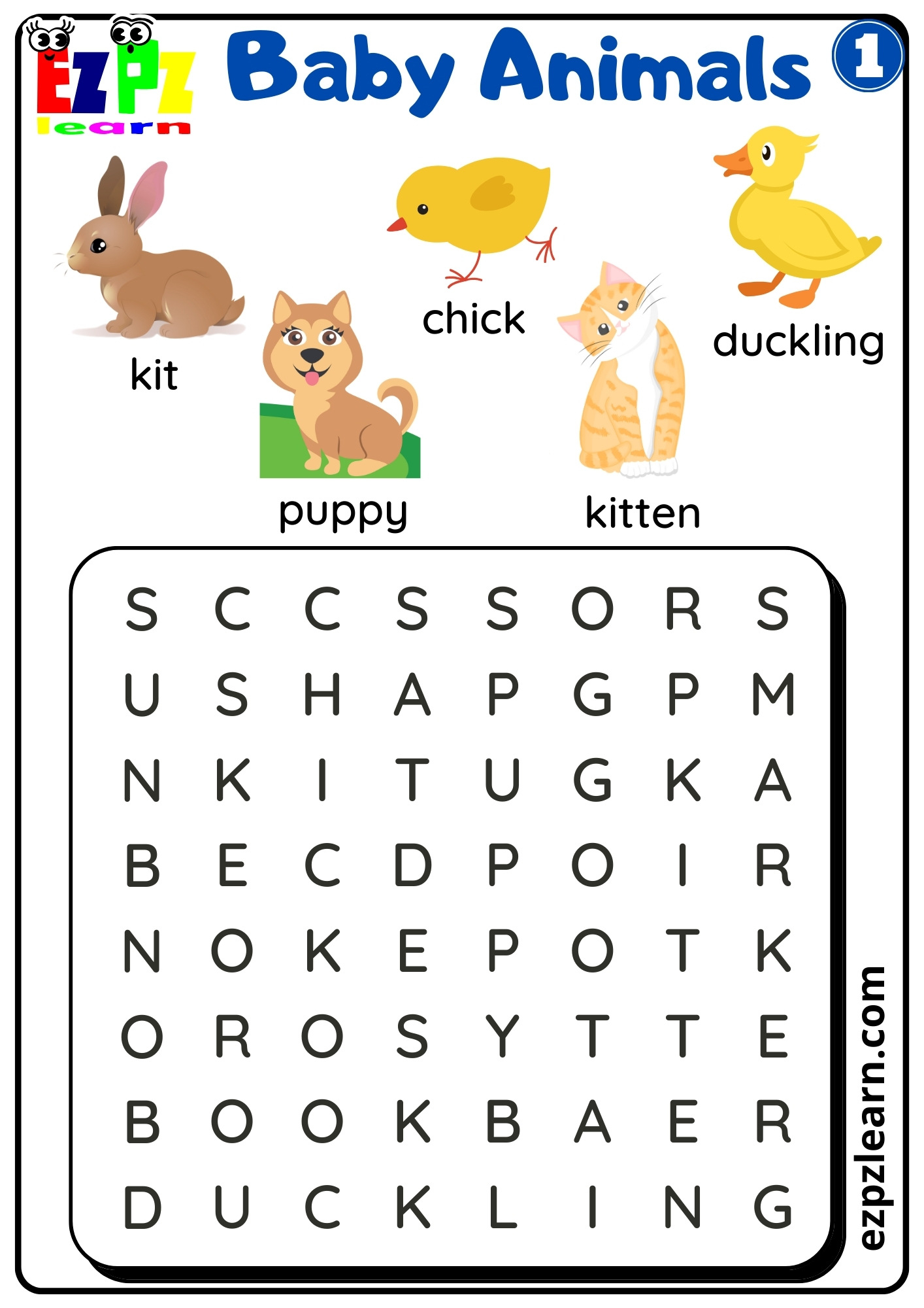 Free Word Search Animals