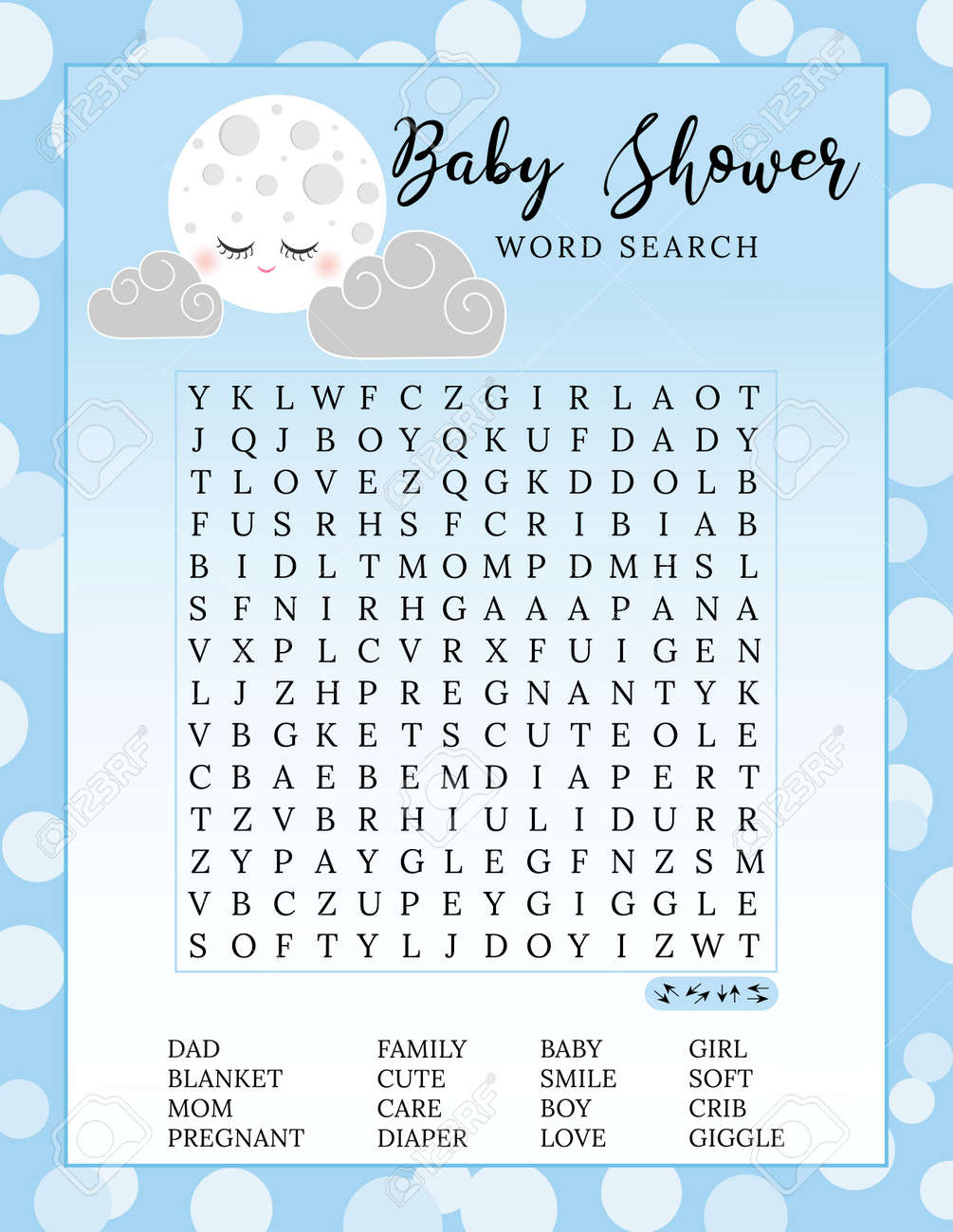 Baby Shower Word Search Puzzle Game Printable Party Card Baby Shower Word Search Puzzle Game Printable Party Card