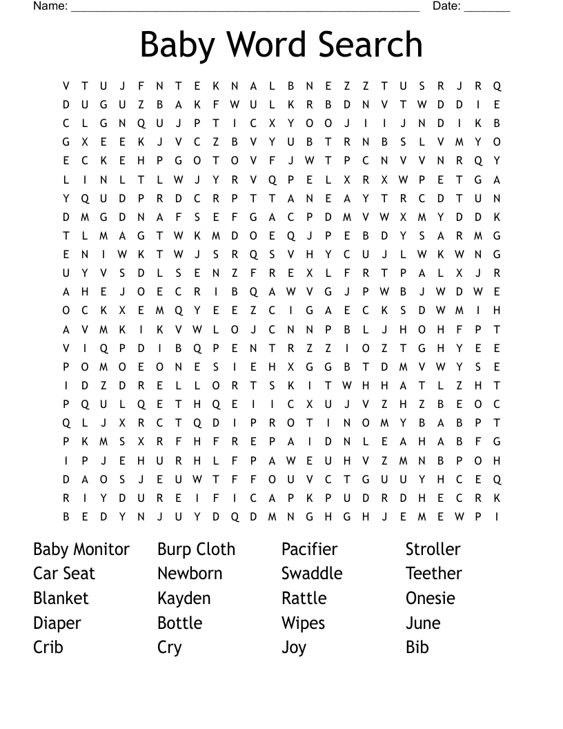 Baby Word Search Free Printable Baby Word Search Free Printable