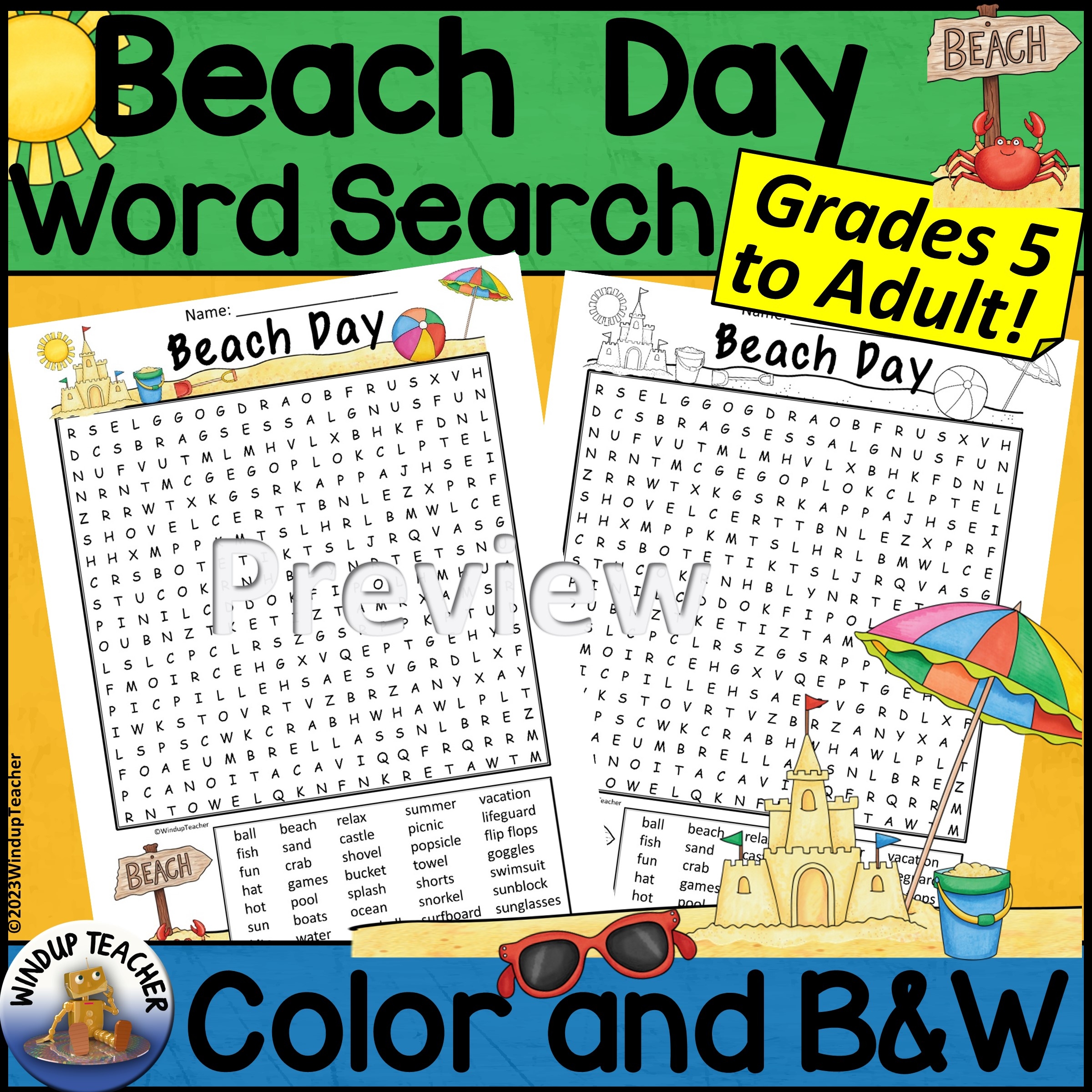 Beach Day Word Search Activity Printable Hard For Grades 5 To Beach Day Word Search Activity Printable Hard For Grades 5 To