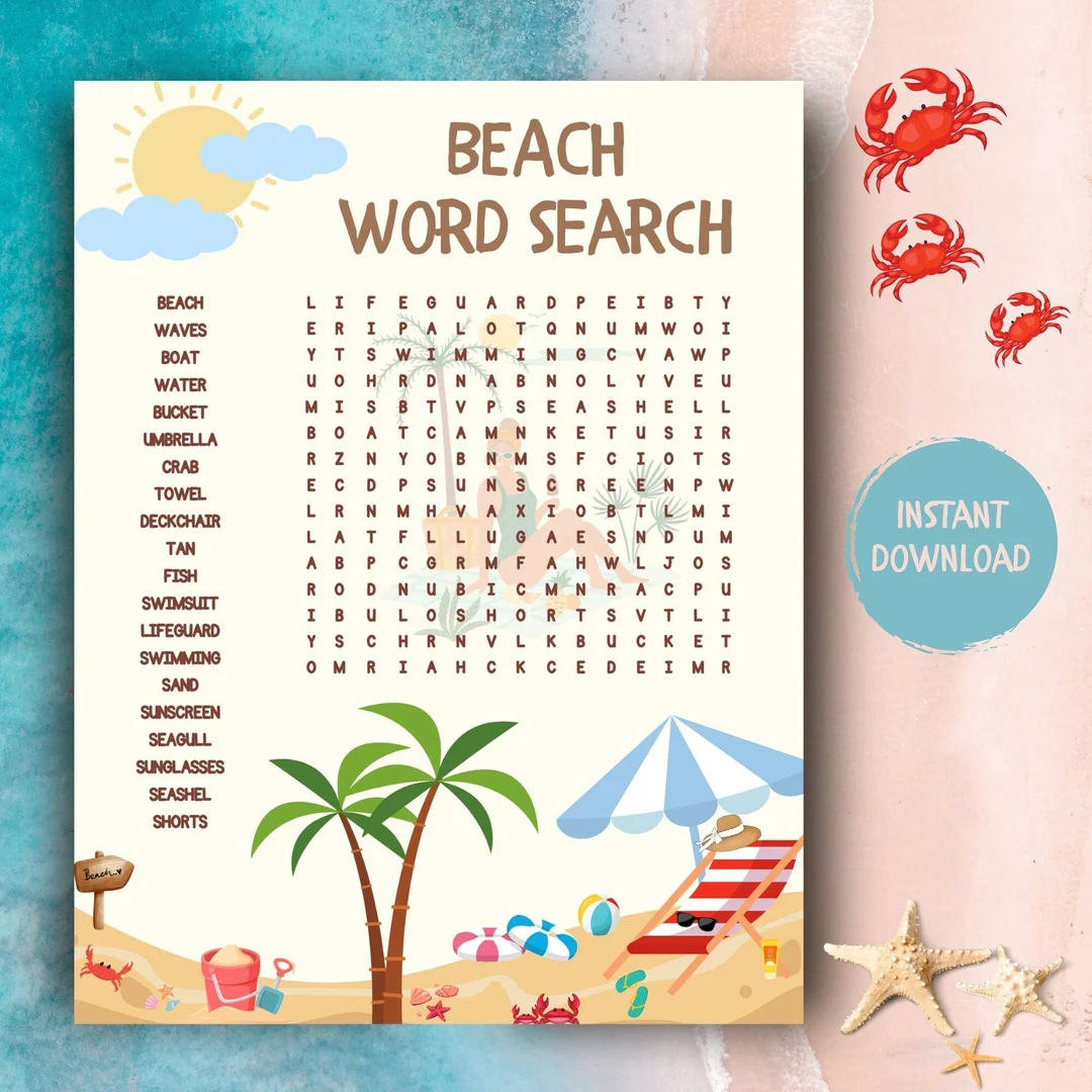 Beach Word Search Game I Summertime Games I Fuan Beach Vacation Party Games I Summer Activities For Kids I Printable Brain Game I Etsy UK Beach Word Search Game I Summertime Games I Fuan Beach Vacation Party Games I Summer Activities For Kids I Printable Brain Game I Etsy UK