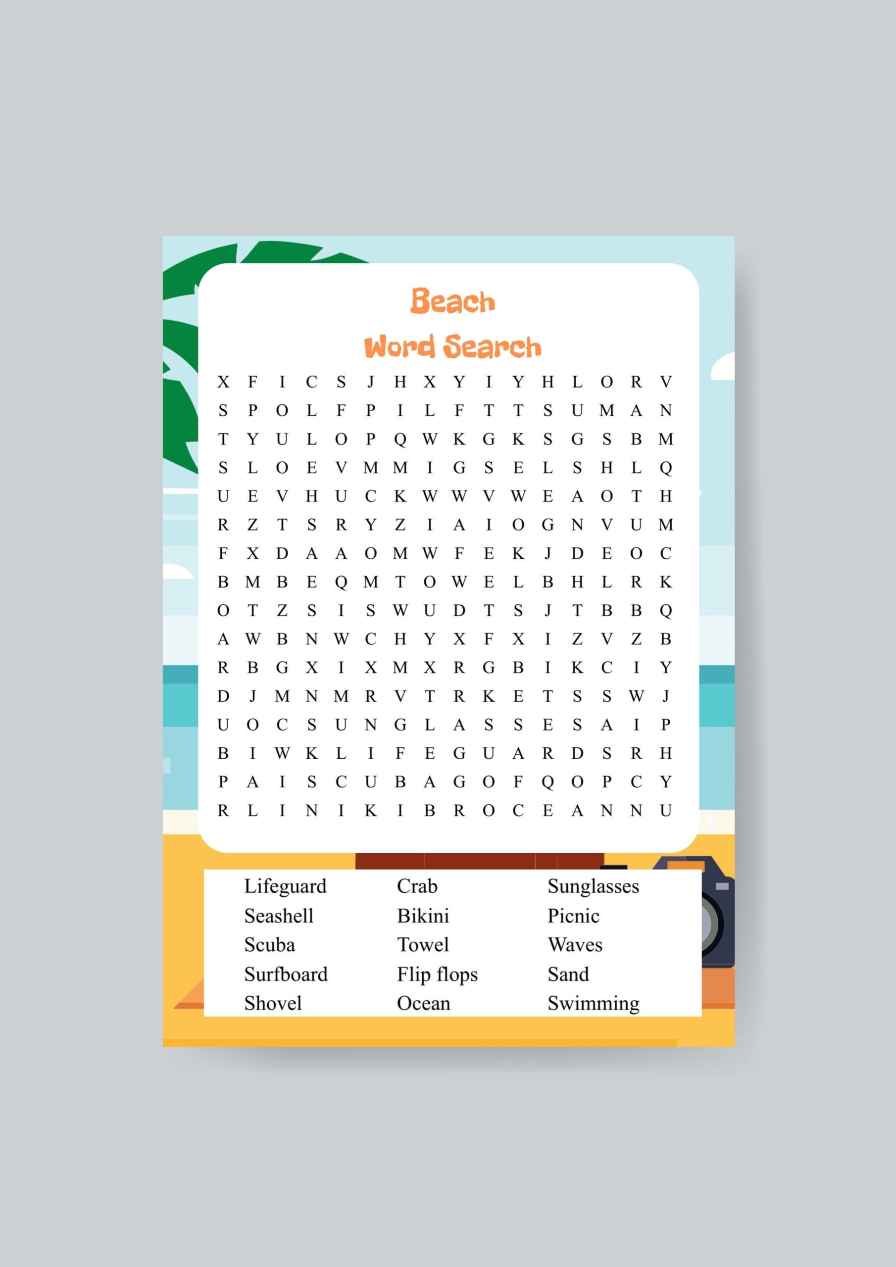 Printable Beach Word Search Printable Beach Word Search