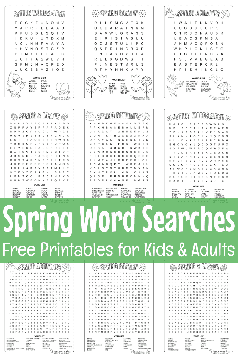 Printable Spring Word Searches