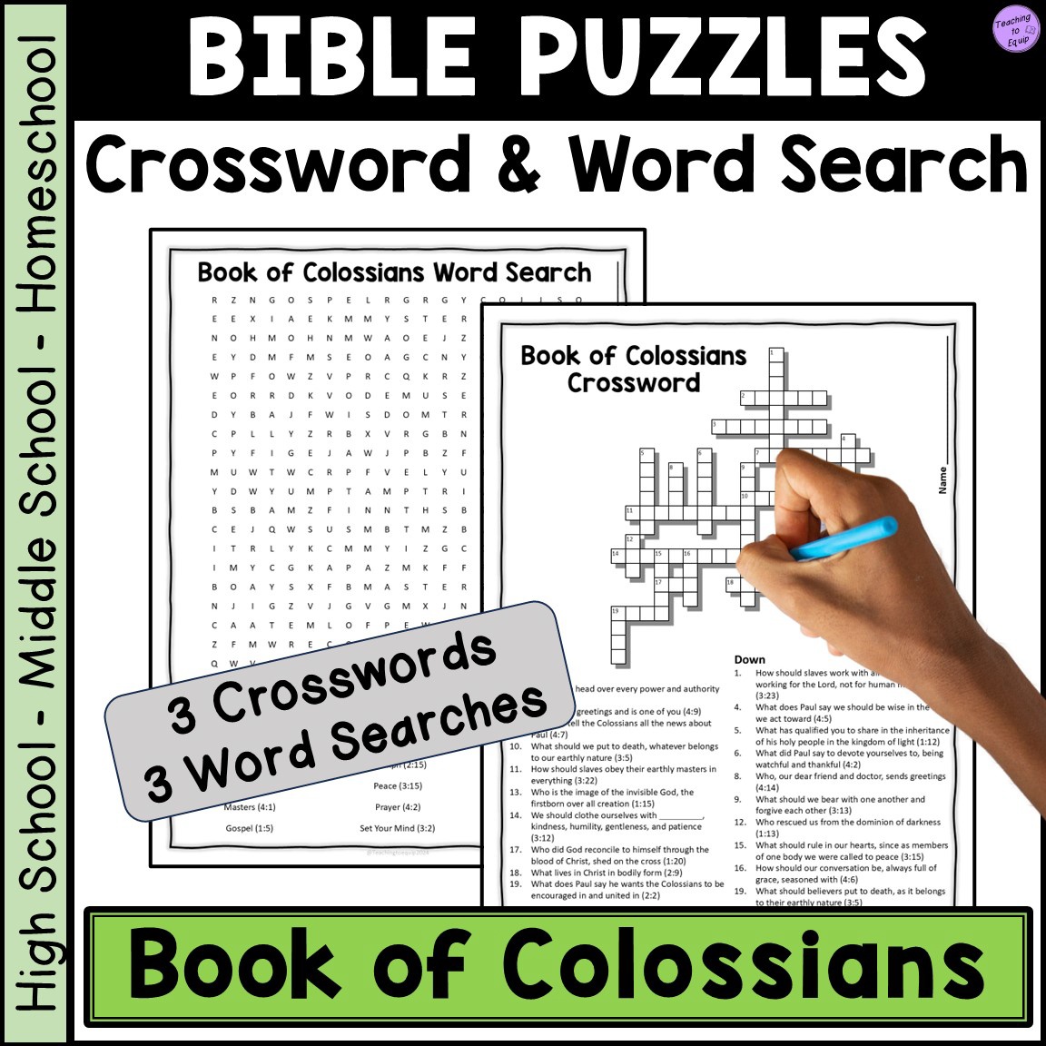 Bible Book Of Colossians Crossword Word Search Puzzle Activities Made By Teachers
