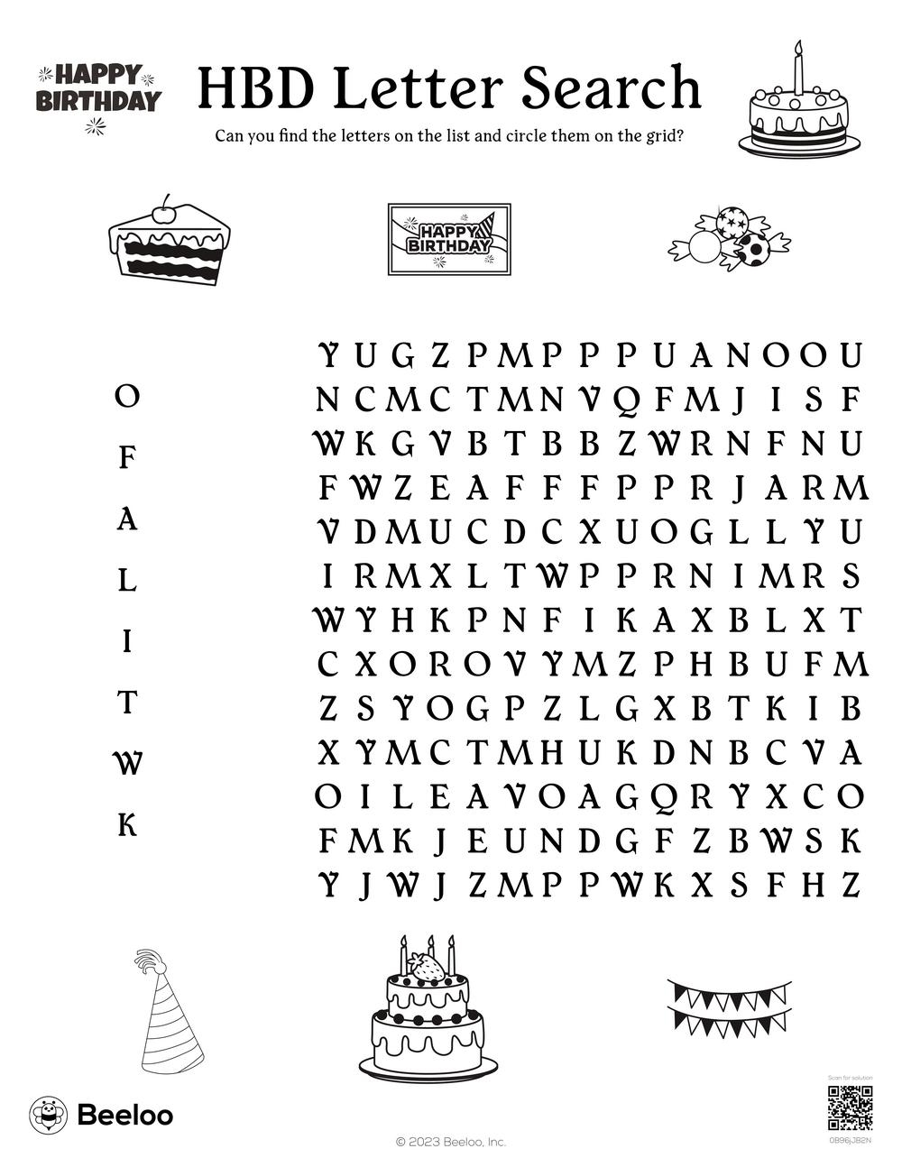Birthday Word Search Games