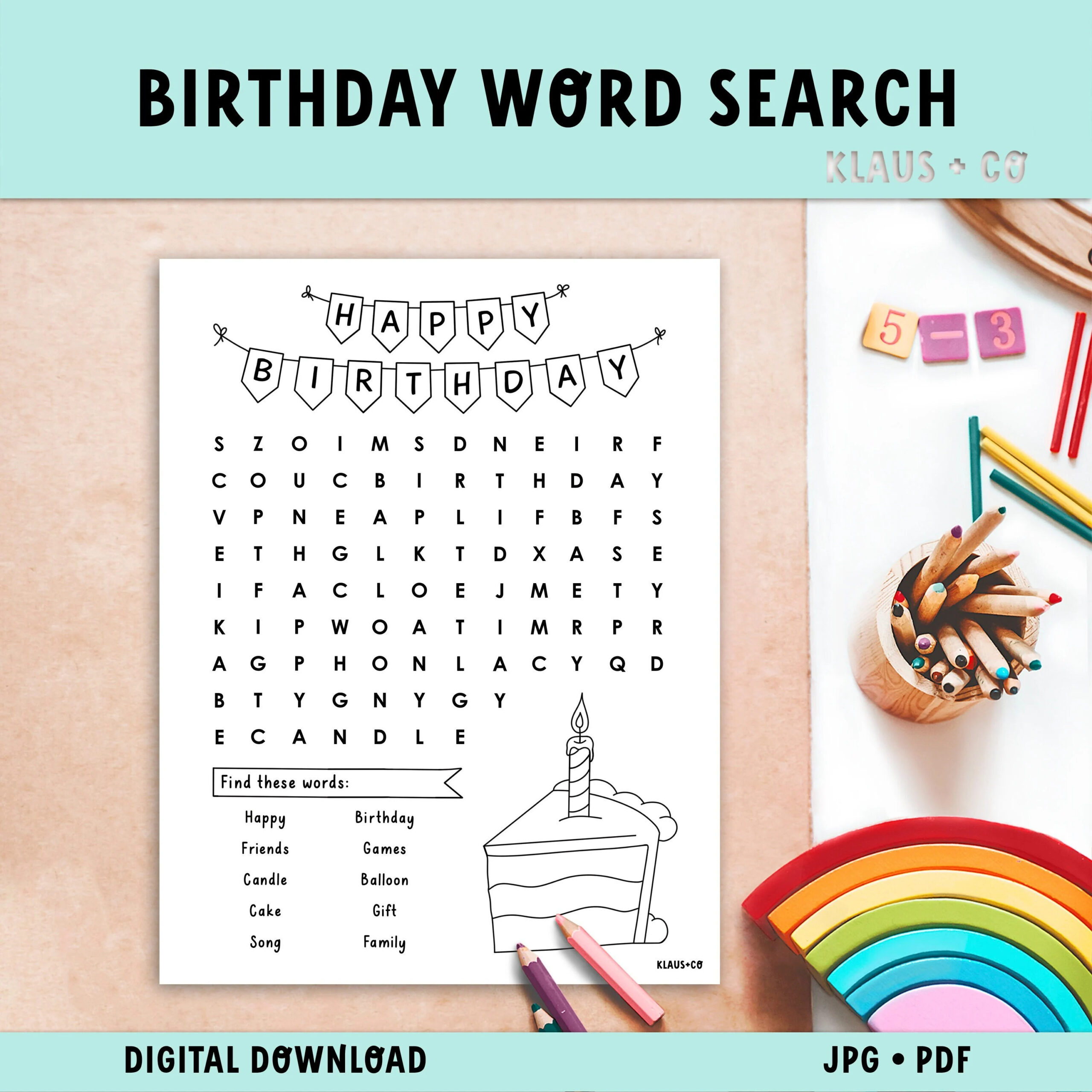 Free Printable Happy Birthday Word Search