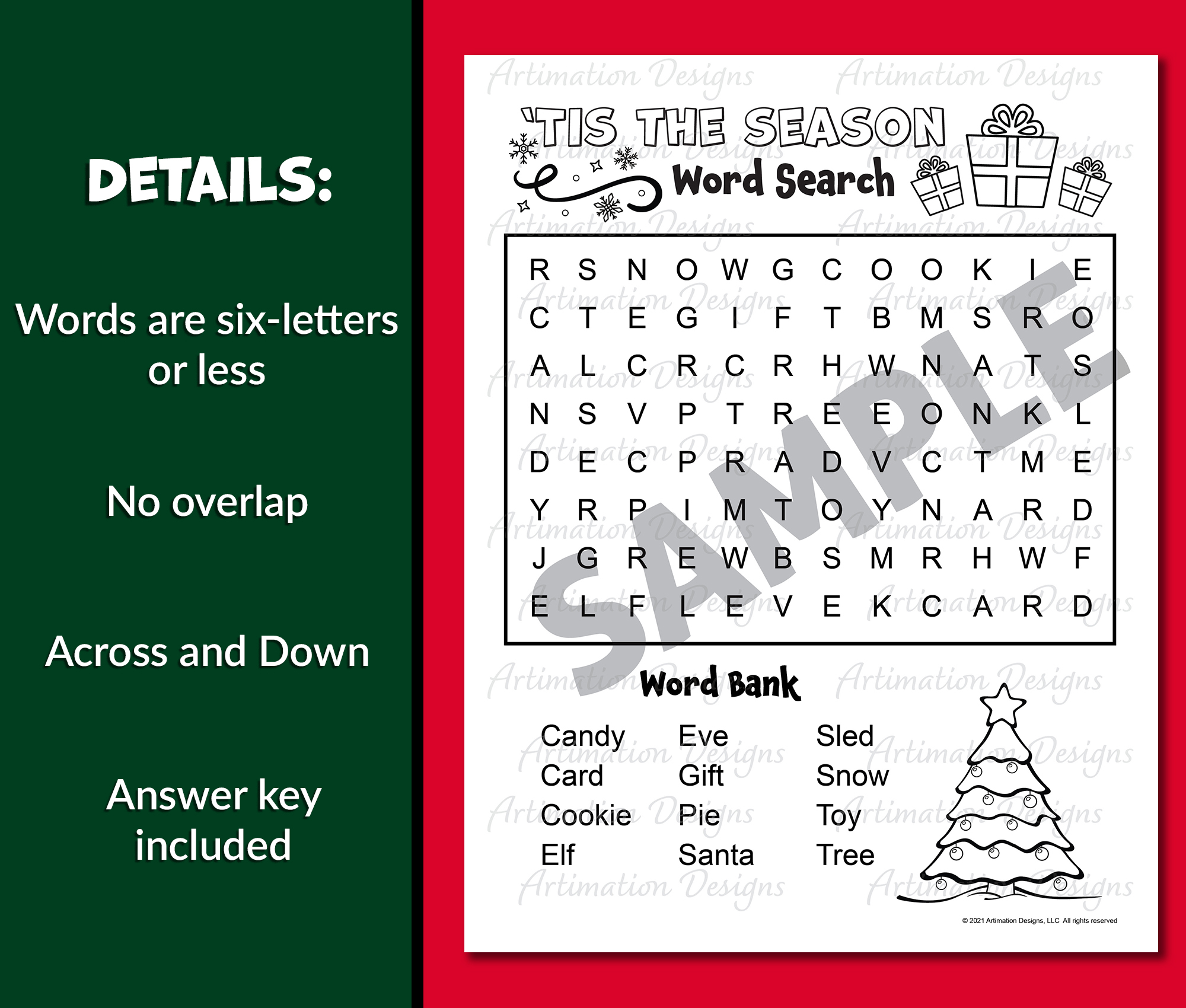 BUNDLE Christmas Word Search Puzzle Easy Medium Hard Winter Word Search Made By Teachers