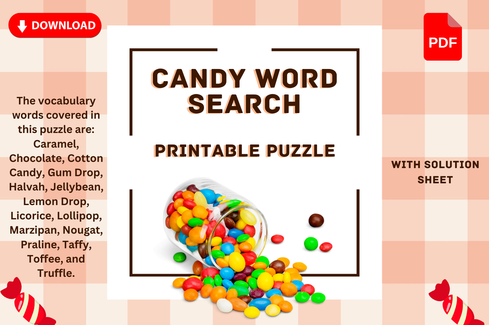 Candy Word Search Printable