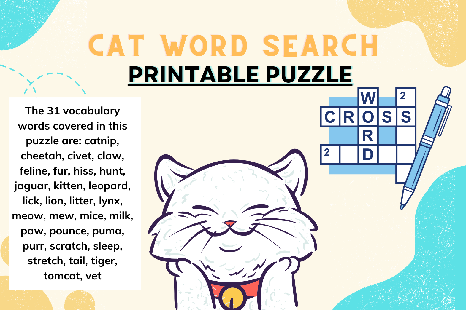 Buy High quality Stock Photo Graphics Fonts U0026 Design Templates Cat Word Search Printable Puzzles