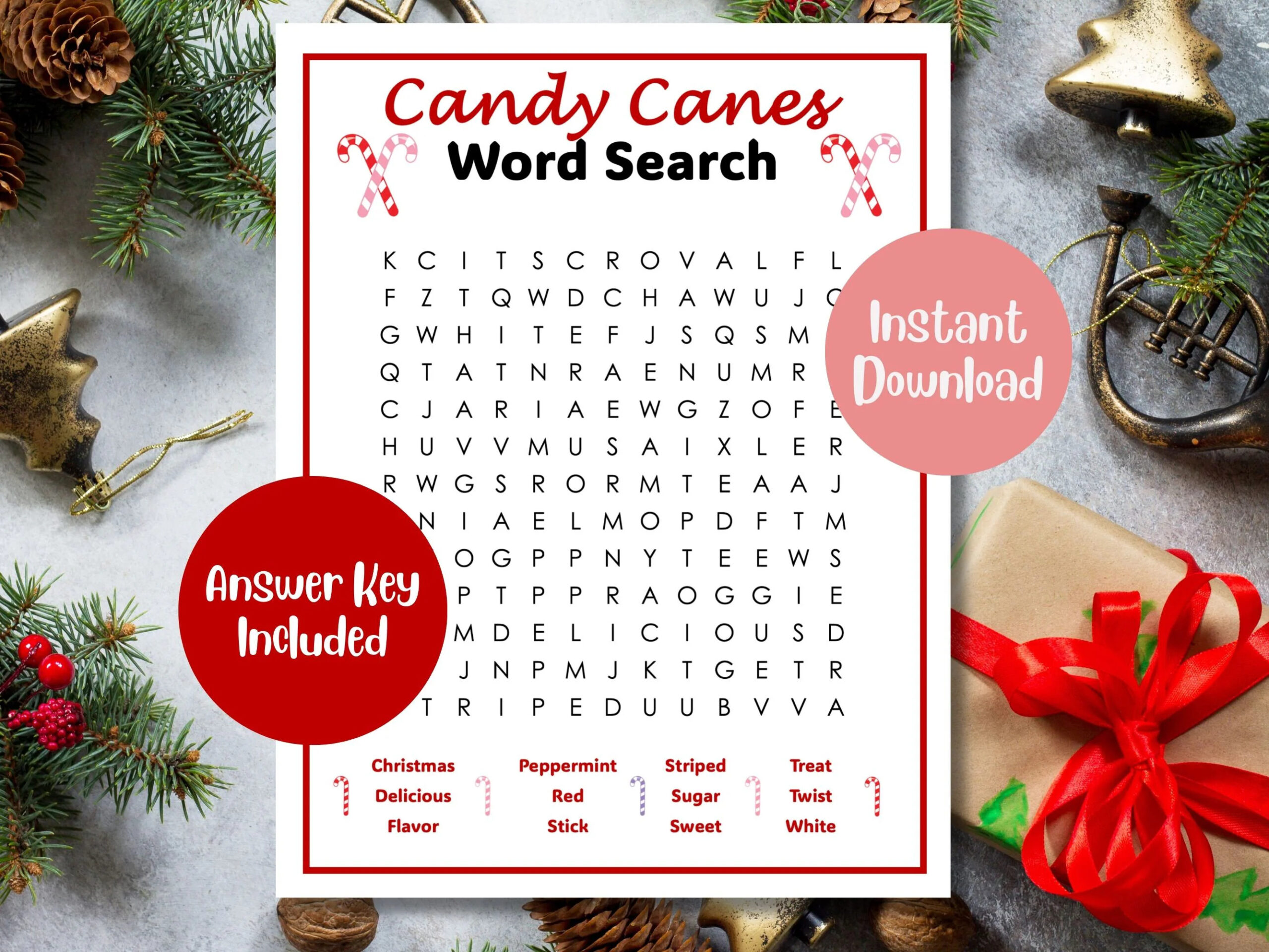 Candy Canes Word Search Christmas Word Search Etsy Candy Canes Word Search Christmas Word Search Etsy