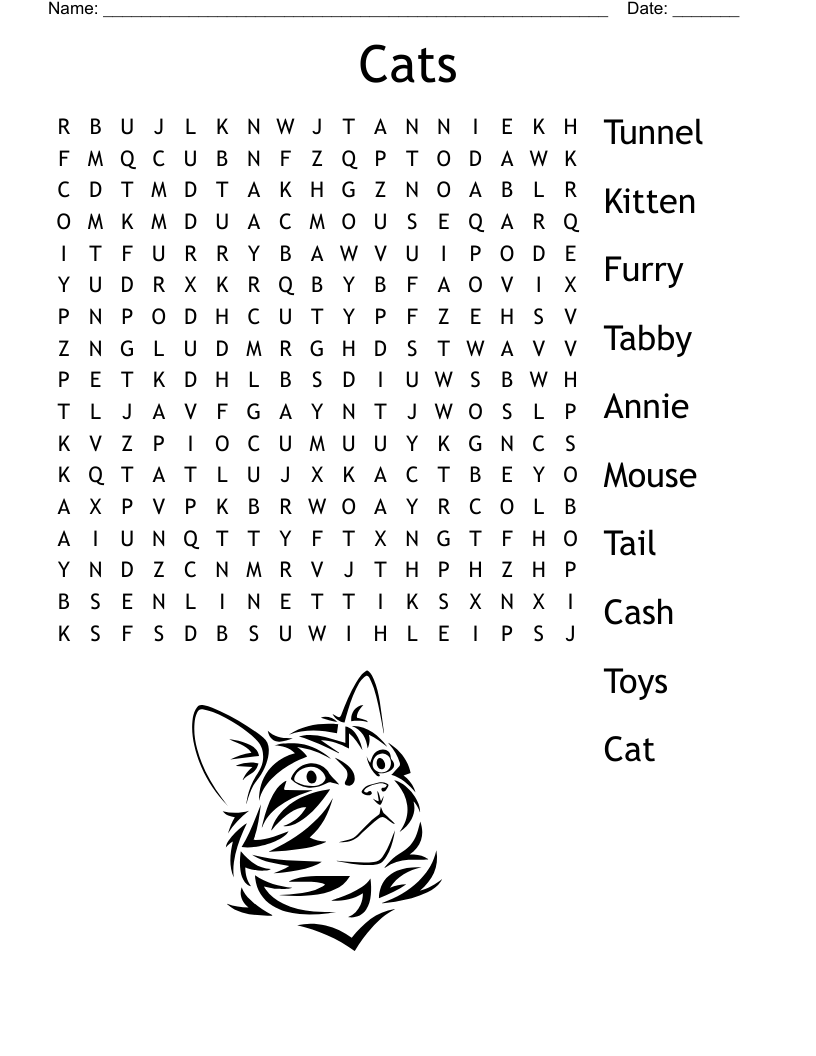 Cats Word Search WordMint Cats Word Search WordMint