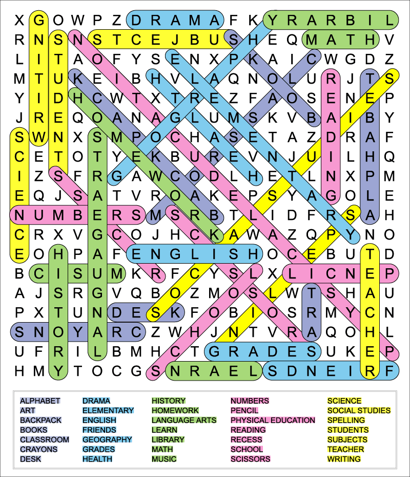 Word Search Printable Hard Level