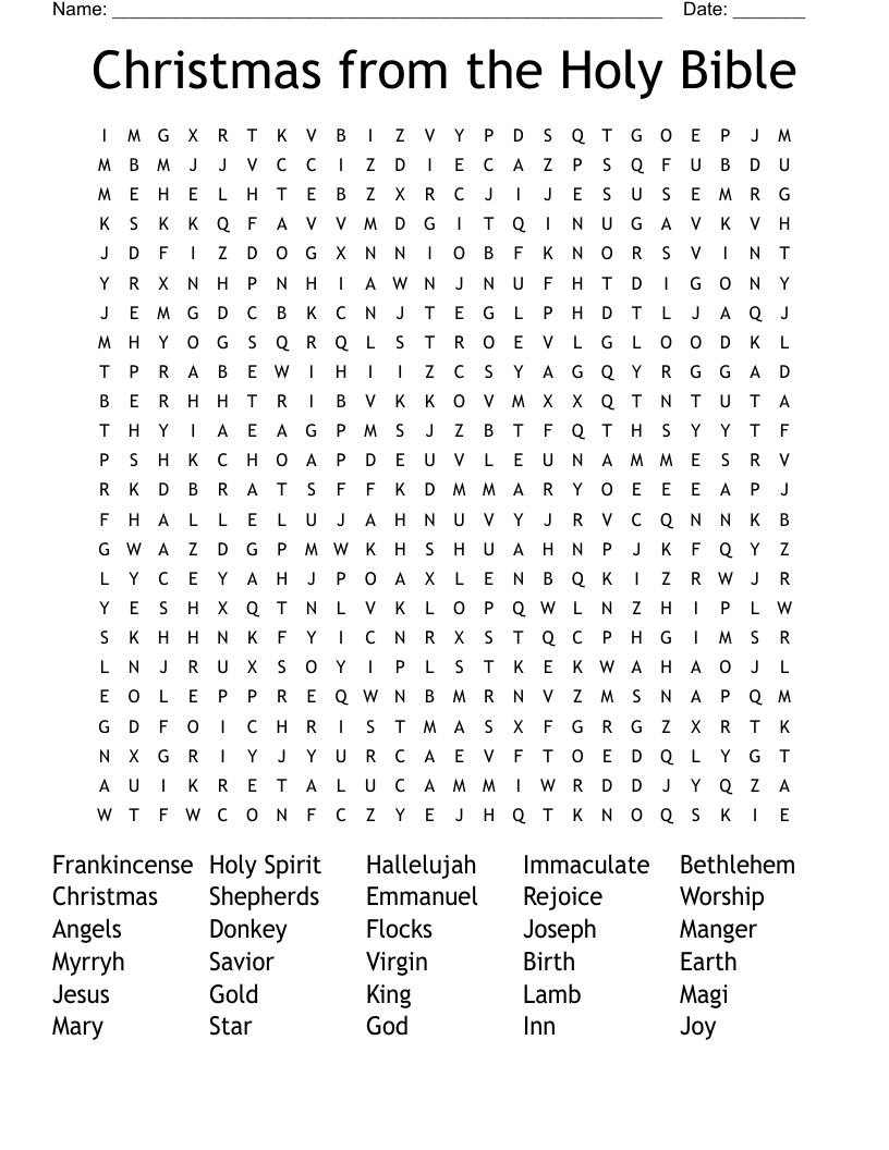 Free Printable Bible Word Search For Kids