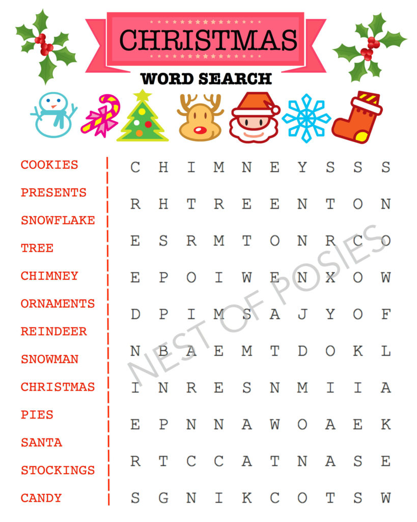 christmas word puzzle printables for kids nest of posies