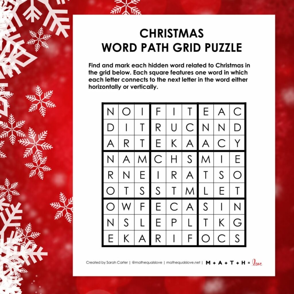 Word Search Christmas Printable Pdf