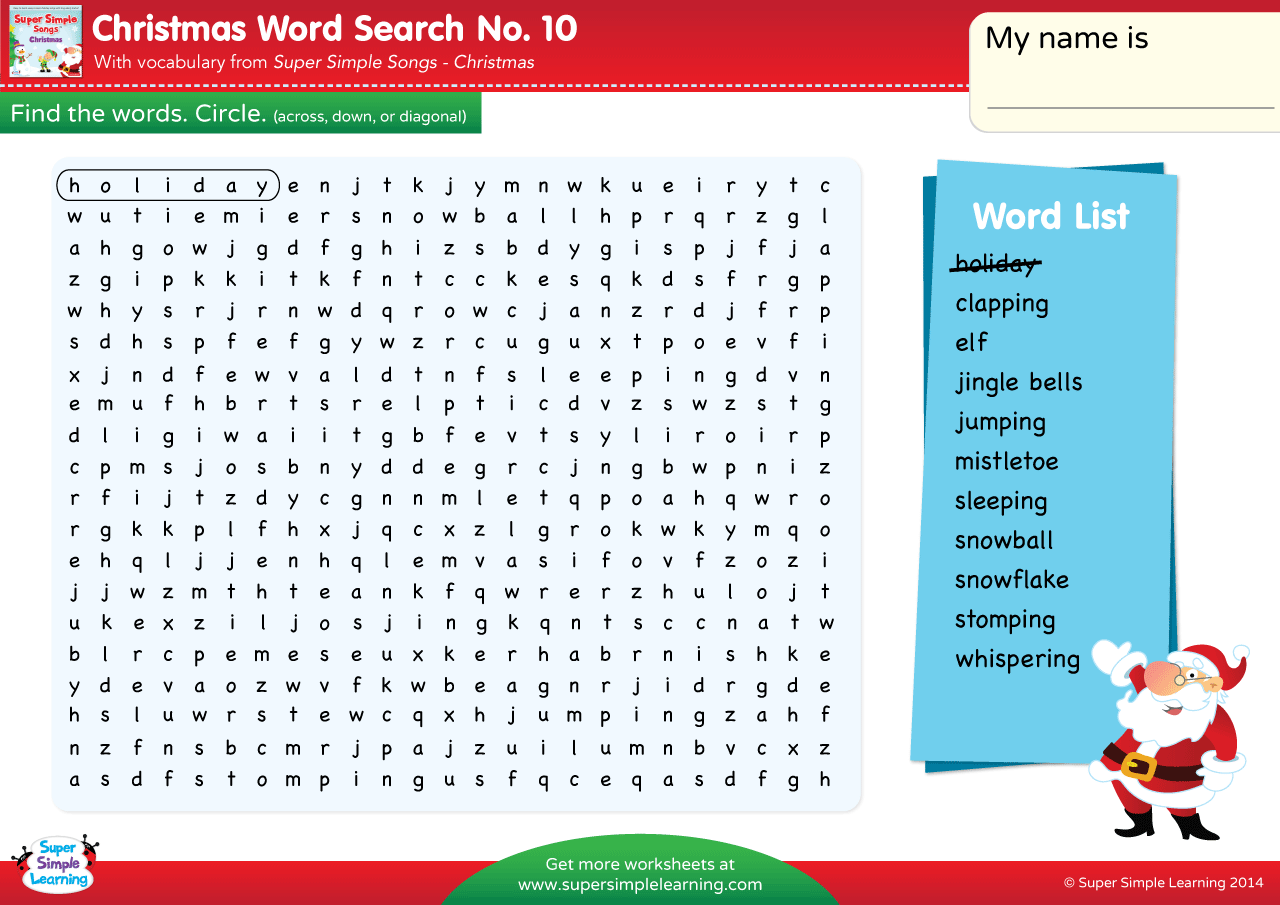 Christmas Word Search 10 Super Simple Christmas Word Search 10 Super Simple