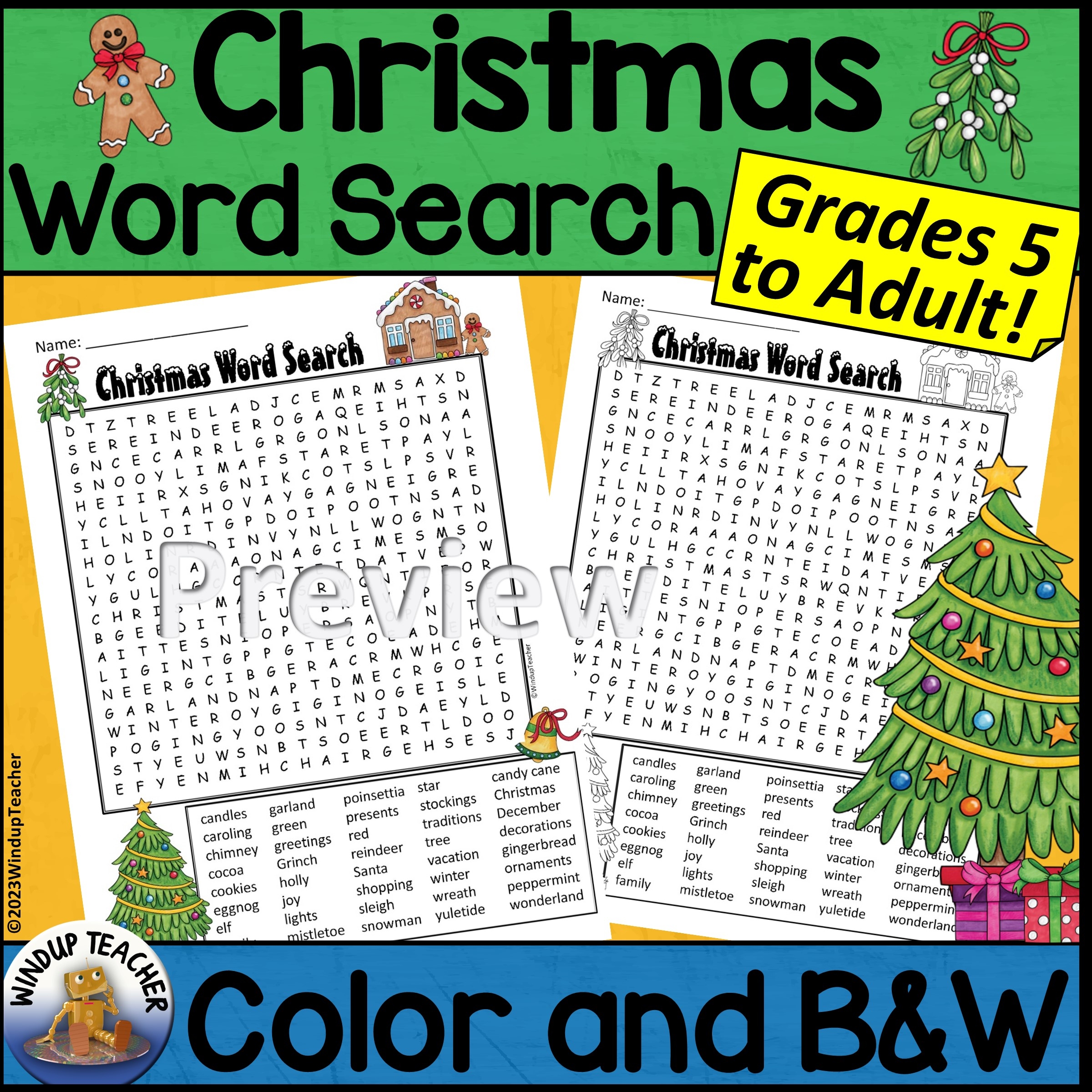 christmas word search activity hard for grades 5 to adult made