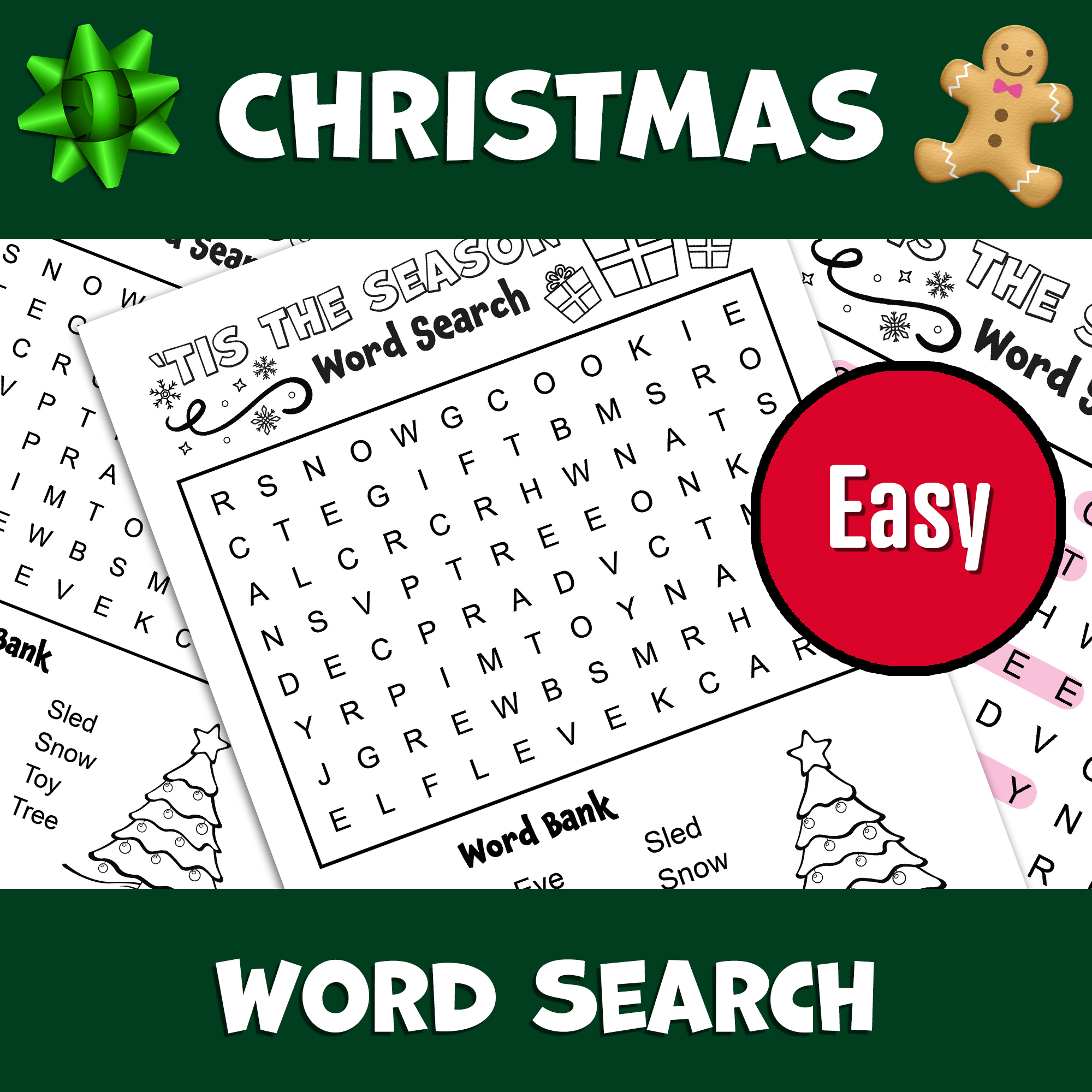 christmas word search easy holiday word search puzzle made