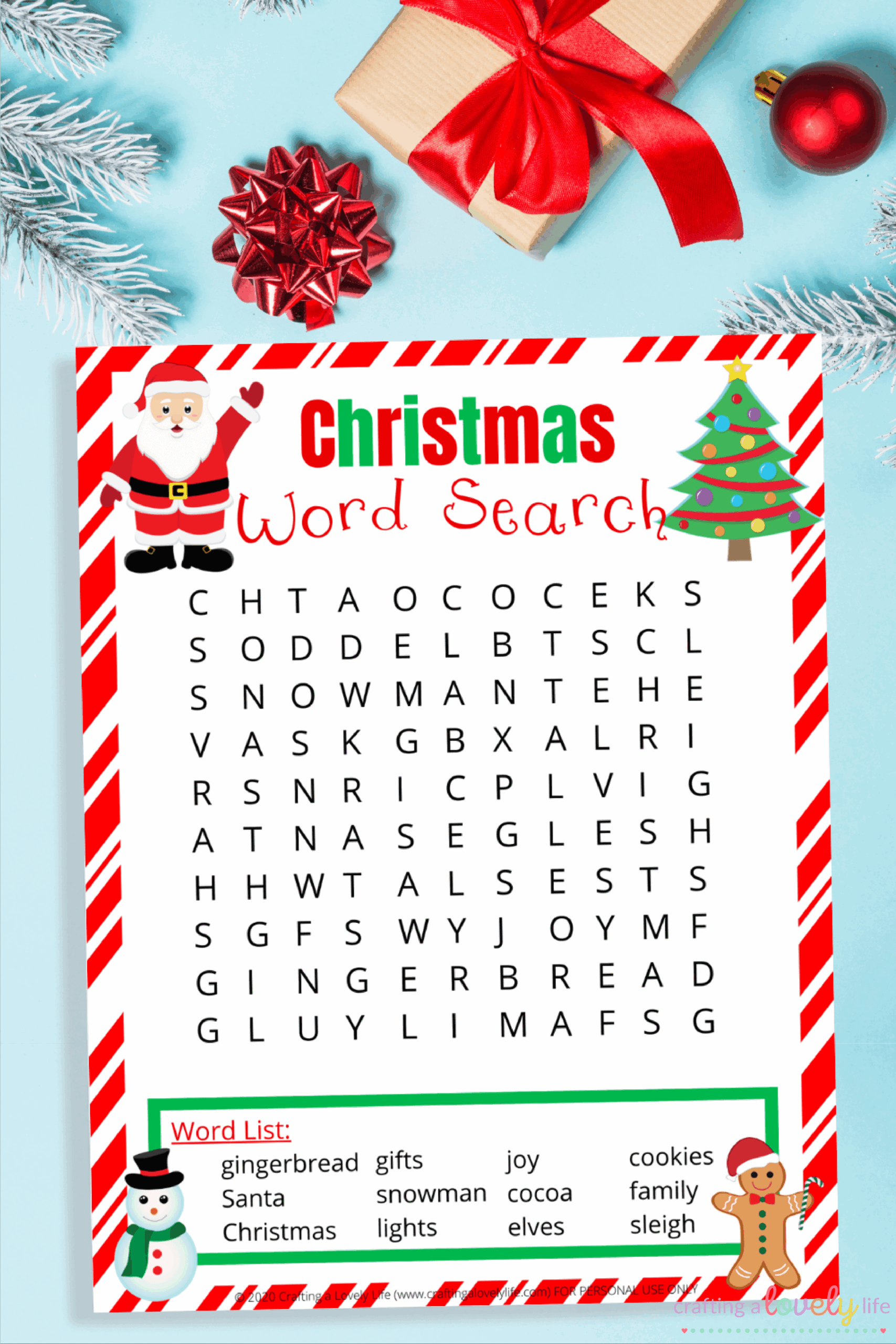 christmas word search free printable
